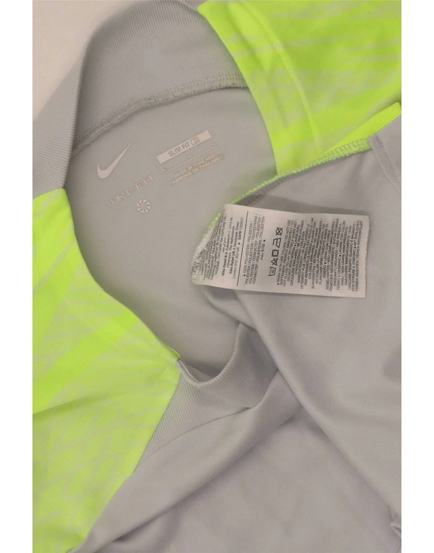 Nike Mens Dri Fit Slim T-Shirt Top Large Grey Colourblock Polyester - Image 3