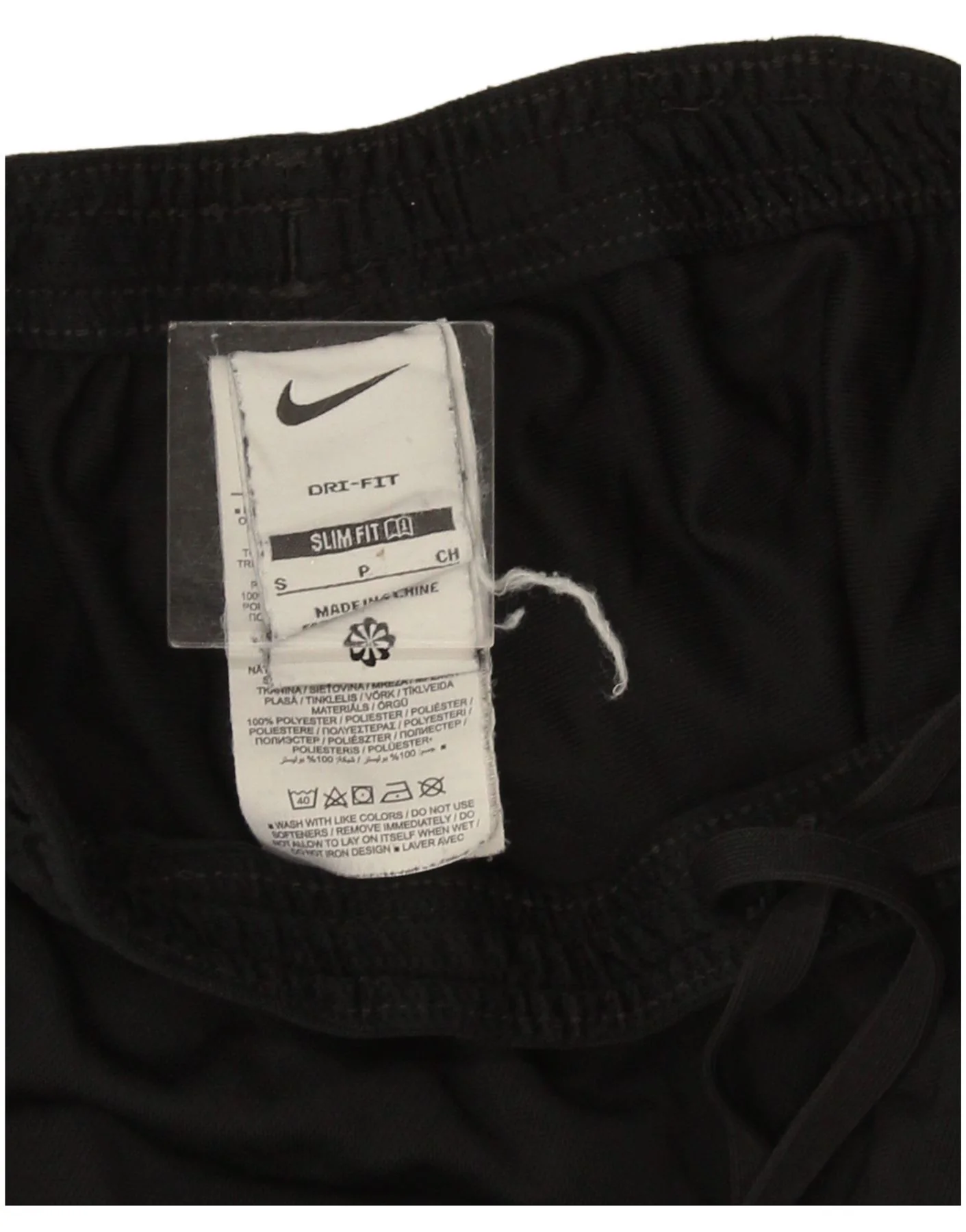 Nike Mens Dri Fit Slim Tracksuit Trousers Small Black Colourblock Polyester - Image 3