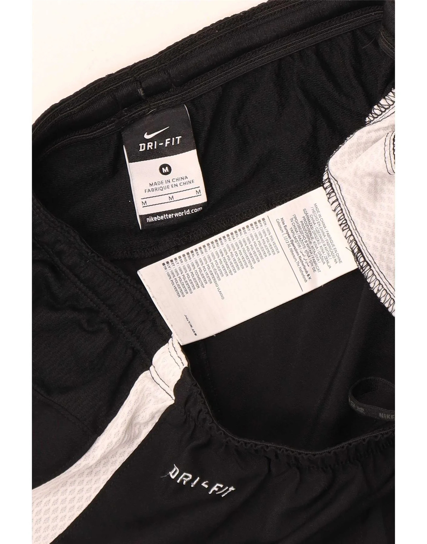 Nike Mens Dri Fit Sport Shorts Medium Black Colourblock Polyester - Image 3