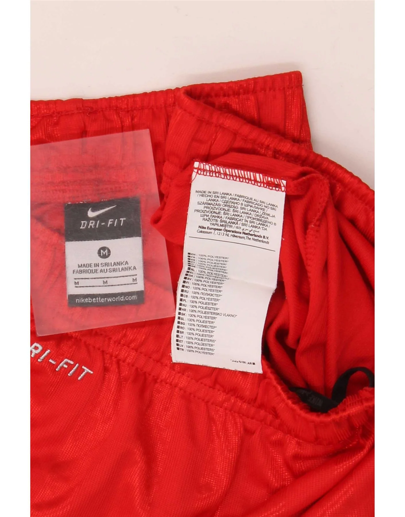 Nike Mens Dri Fit Sport Shorts Medium Red Striped Polyester - Image 3