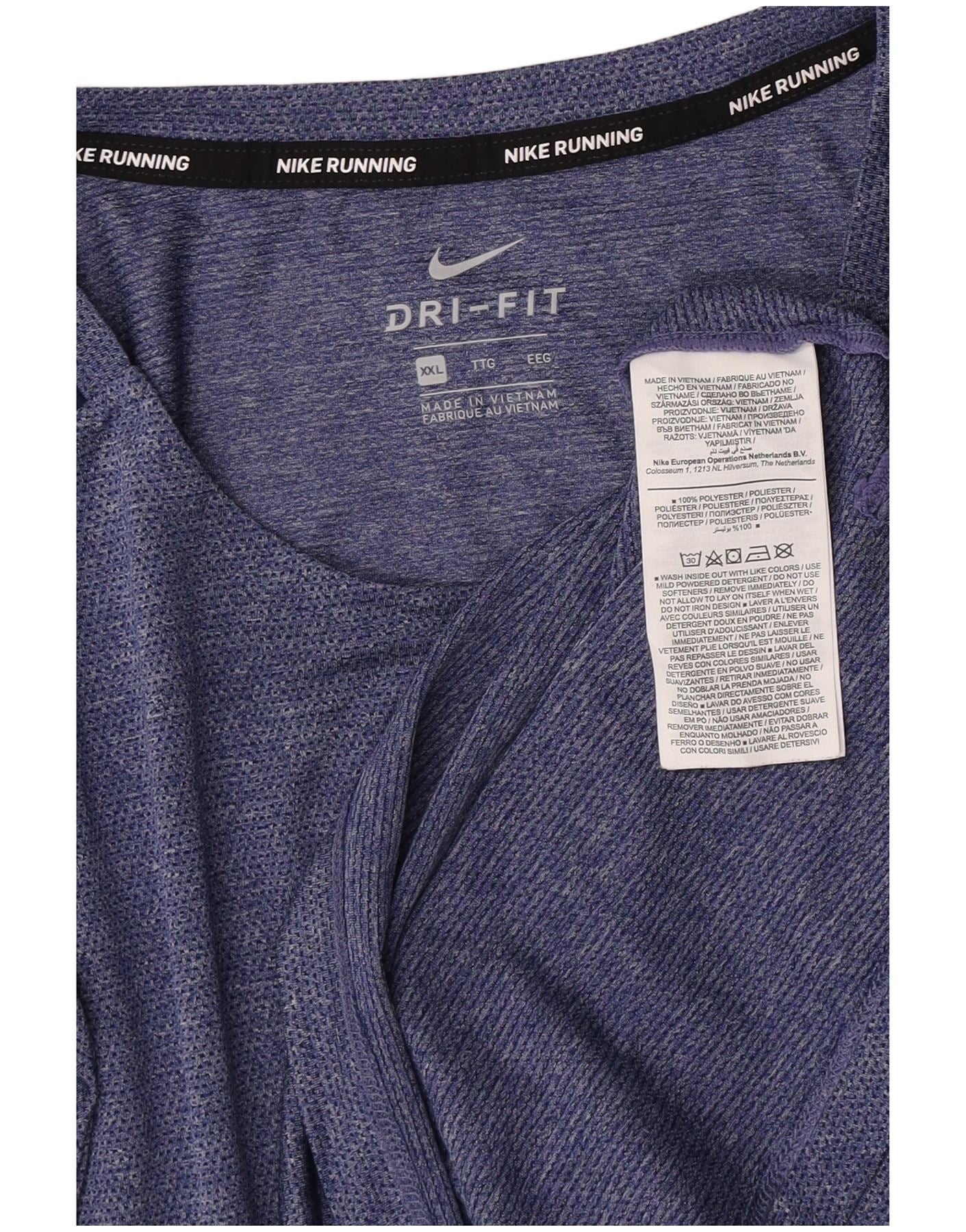 Nike Mens Dri Fit T-Shirt Top 2XL Navy Blue Polyester - Image 3