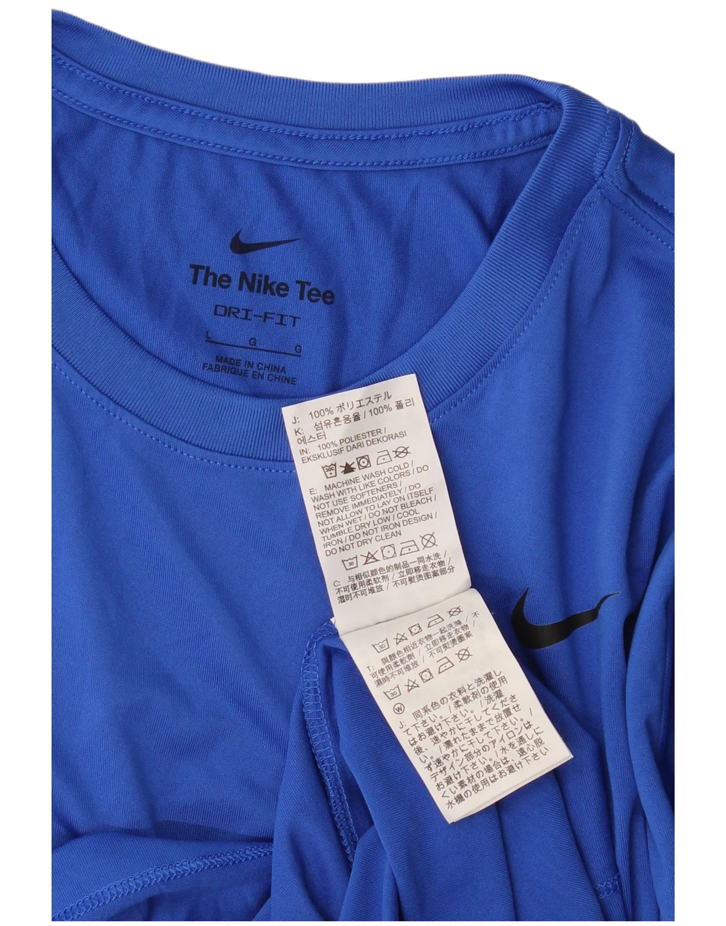 Nike Mens Dri Fit T-Shirt Top Large Blue Polyester - Image 3