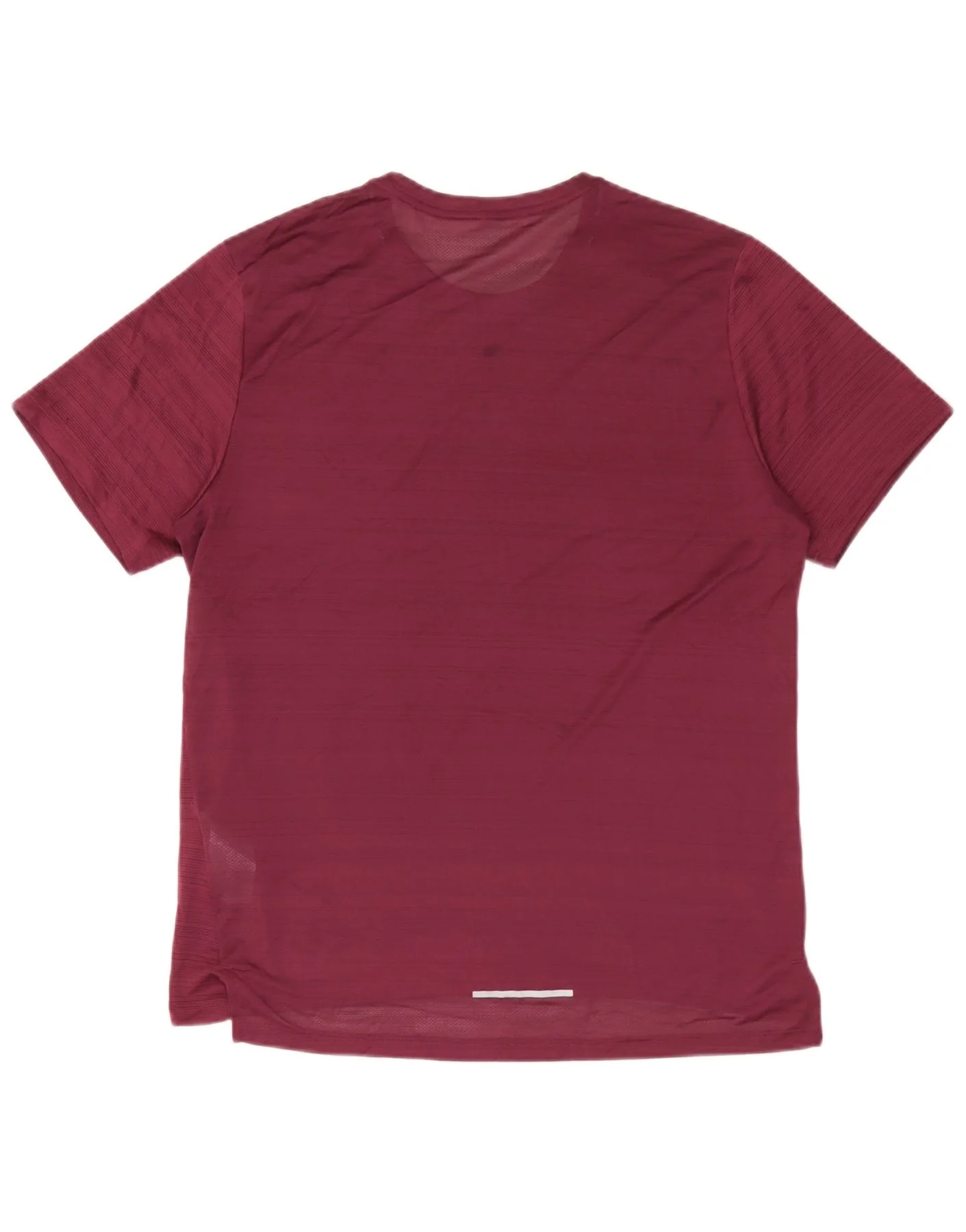 Nike Mens Dri Fit T-Shirt Top Large Burgundy Striped Polyester - Image 2