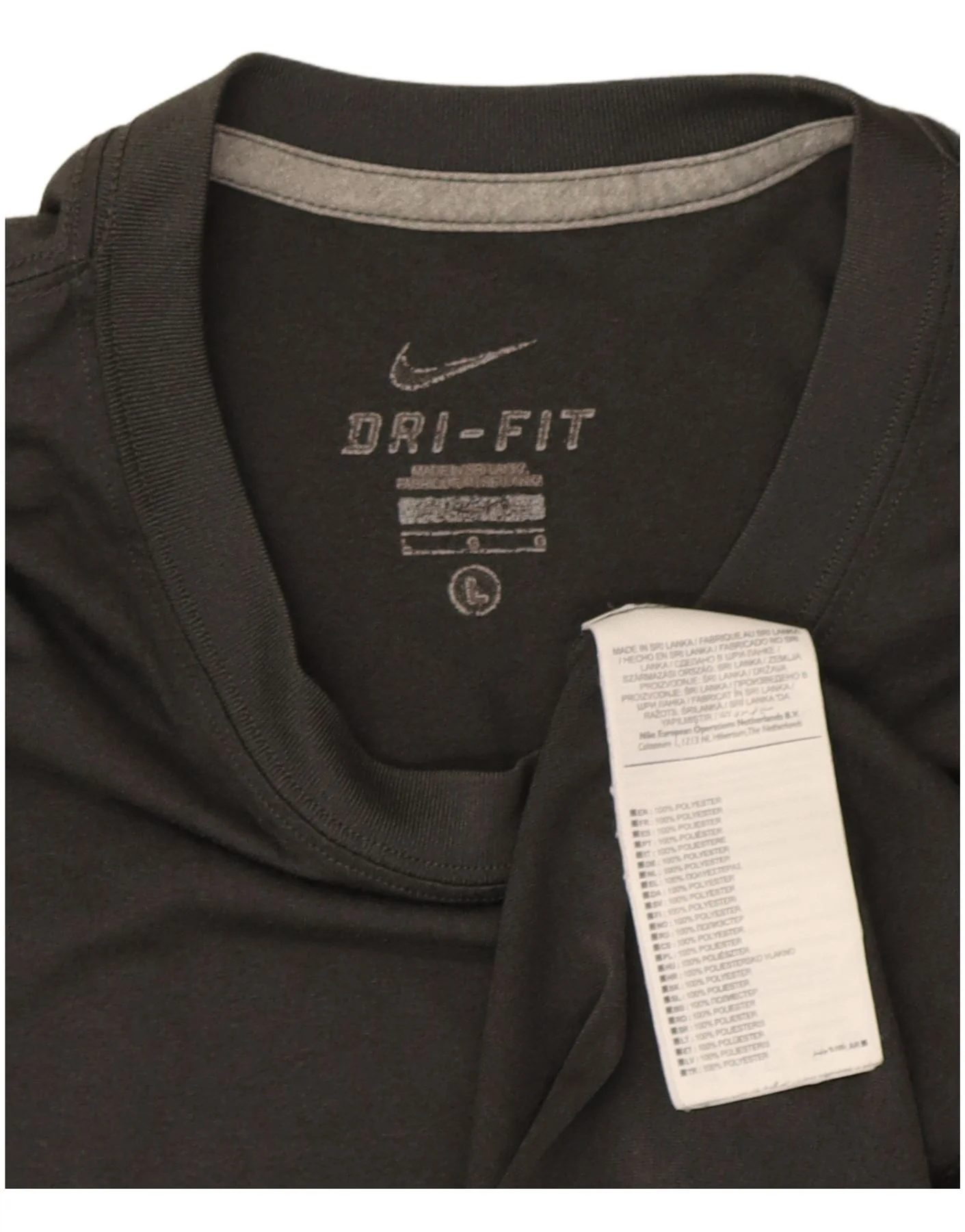 Nike Mens Dri Fit T-Shirt Top Large Grey Polyester - Image 4