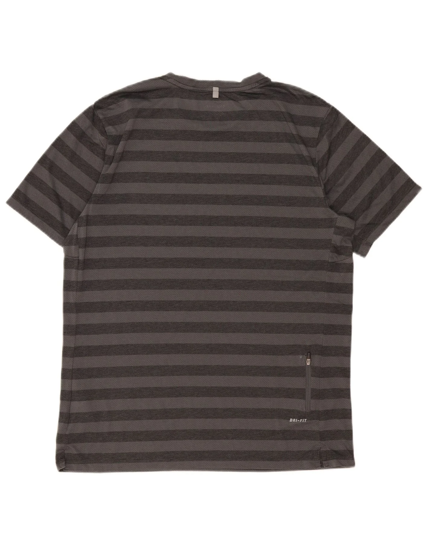 Nike Mens Dri Fit T-Shirt Top Large Grey Striped Polyester - Image 2