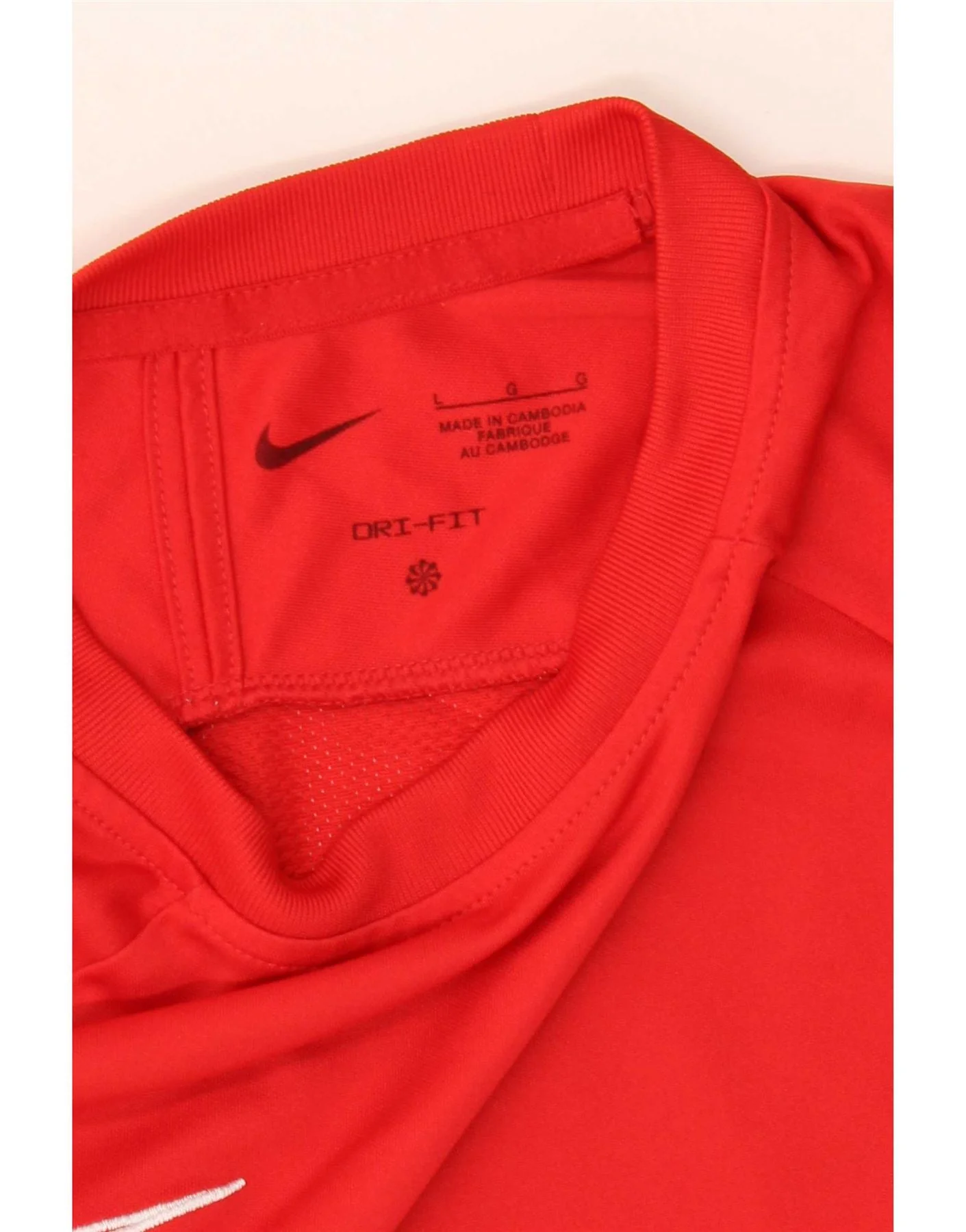 Nike Mens Dri Fit T-Shirt Top Large Red Colourblock - Image 3