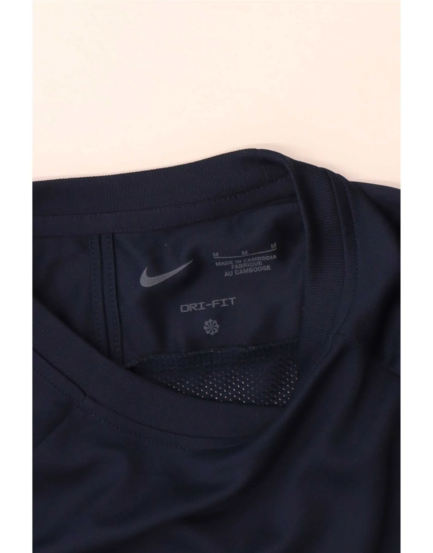 Nike Mens Dri Fit T-Shirt Top Medium Navy Blue Colourblock - Image 3