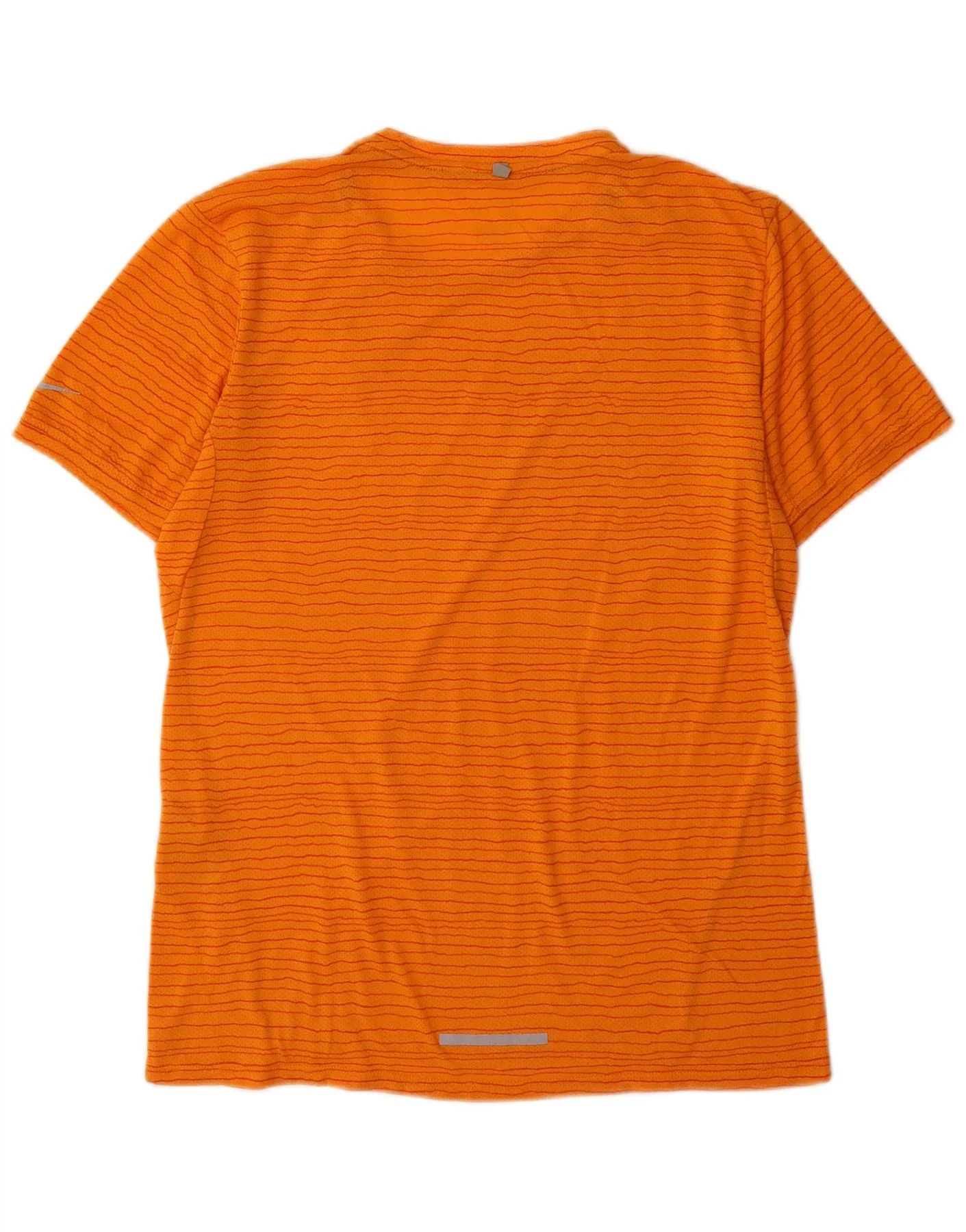 Nike Mens Dri Fit T-Shirt Top Medium Orange Pinstripe Polyester - Image 2