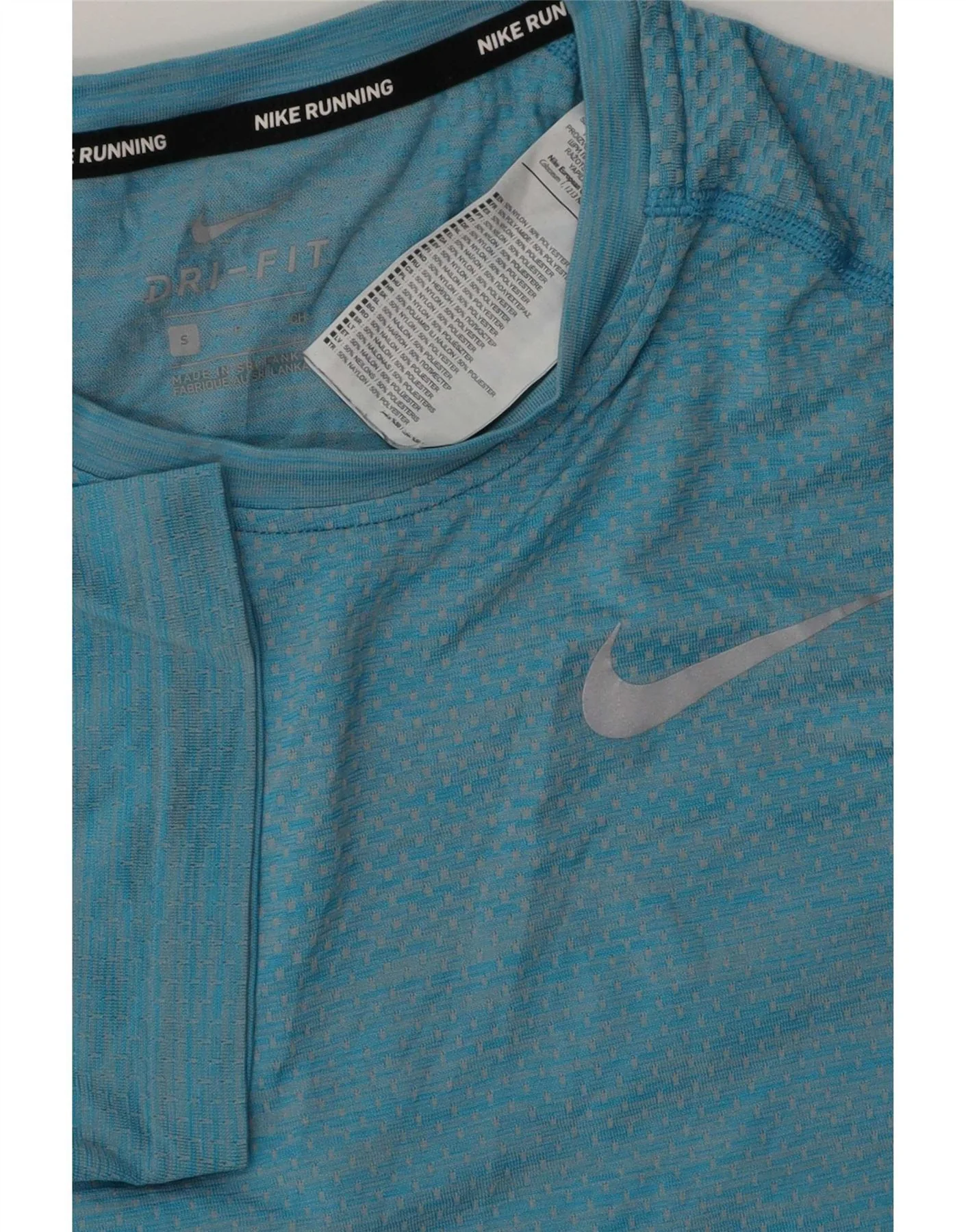 Nike Mens Dri Fit T-Shirt Top Small Blue Pinstripe Nylon - Image 3