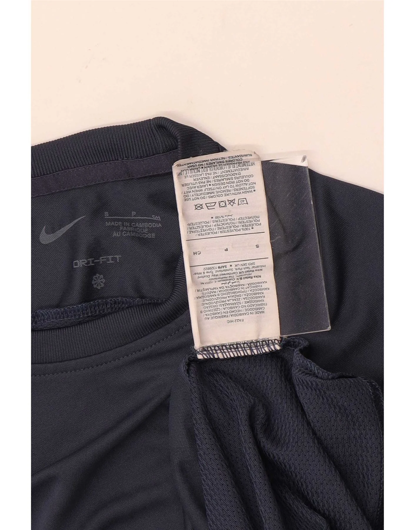 Nike Mens Dri Fit T-Shirt Top Small Navy Blue Colourblock Polyester - Image 3