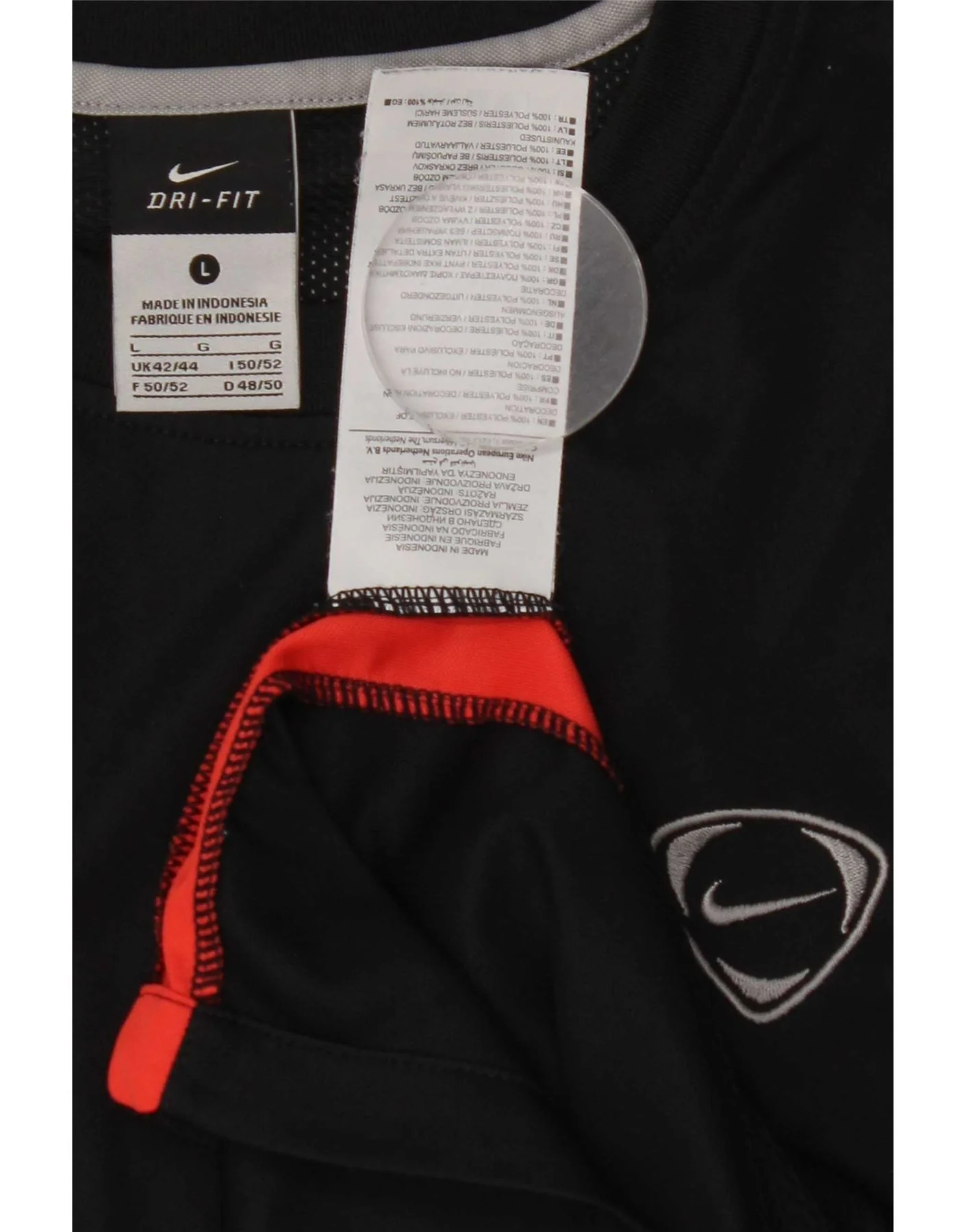 Nike Mens Dri Fit T-Shirt Top UK 42/44 Large Black Colourblock Polyester - Image 3