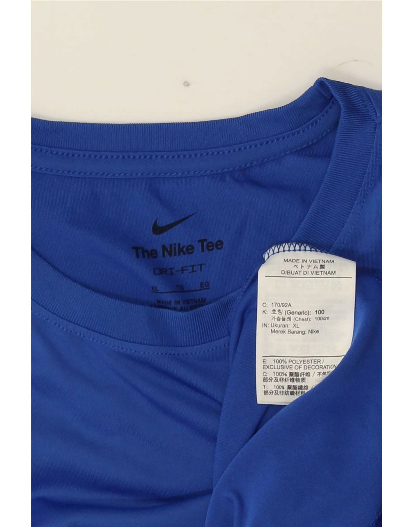 Nike Mens Dri Fit T-Shirt Top XL Blue Polyester - Image 3