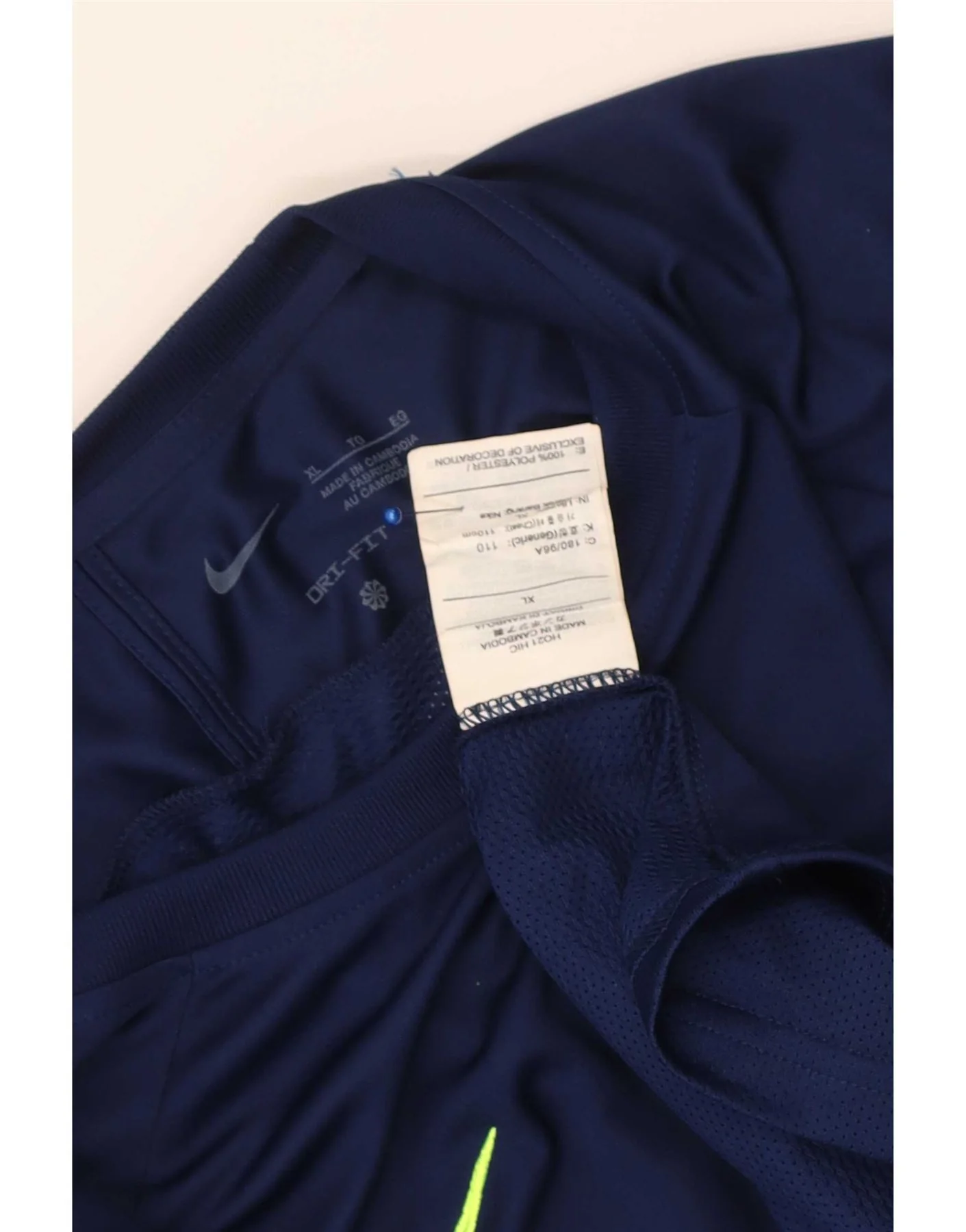 Nike Mens Dri Fit T-Shirt Top XL Navy Blue Colourblock Polyester - Image 3