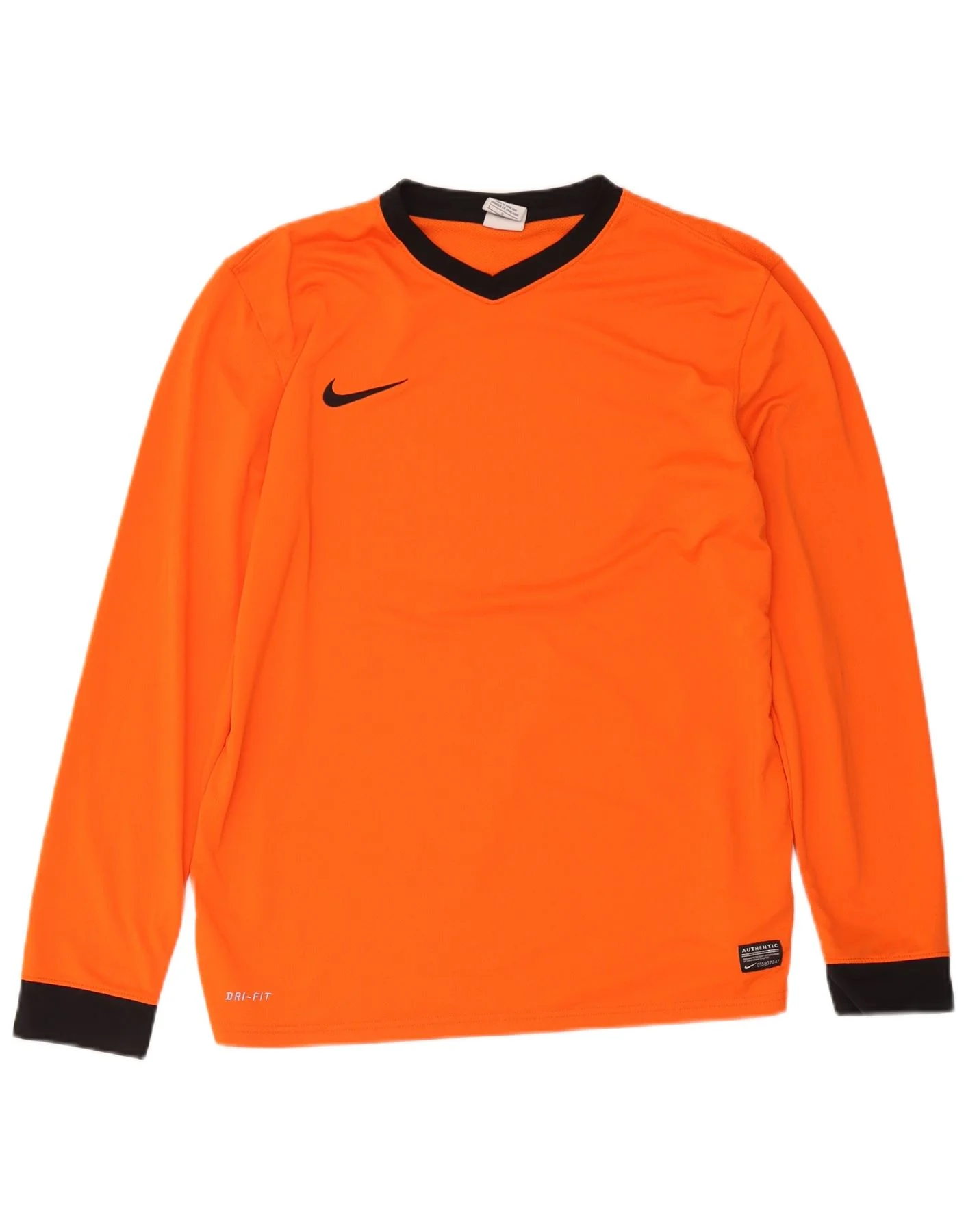 Nike Mens Dri Fit Top Long Sleeve Large Orange Colourblock Polyester