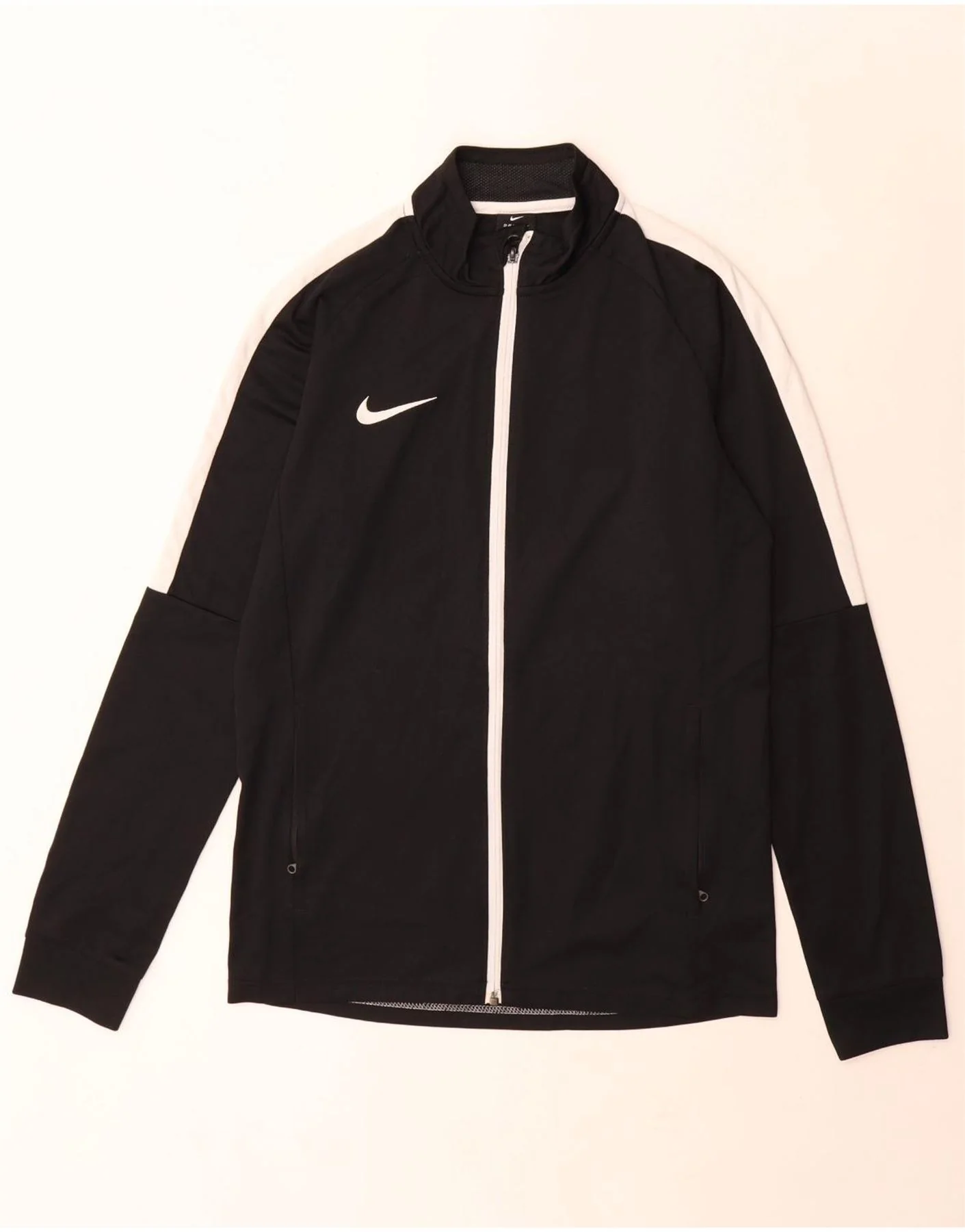 Nike Mens Dri Fit Tracksuit Top Jacket Medium Black Colourblock Polyester