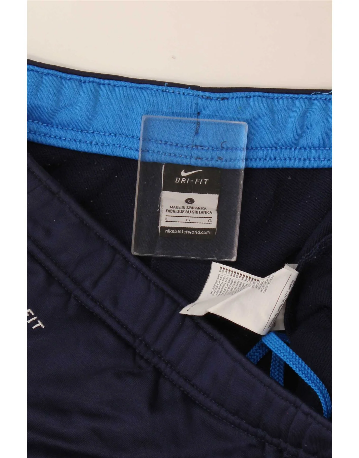 Nike Mens Dri Fit Tracksuit Trousers Large Navy Blue Polyester - Image 3