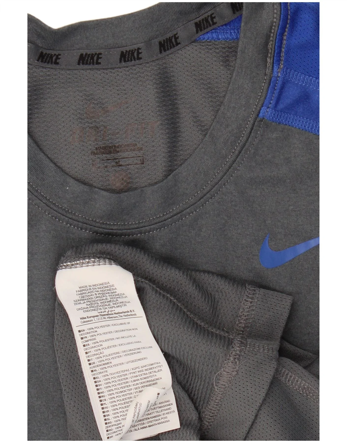Nike Mens Dri Fit Vest Top Medium Grey Colourblock Polyester - Image 3