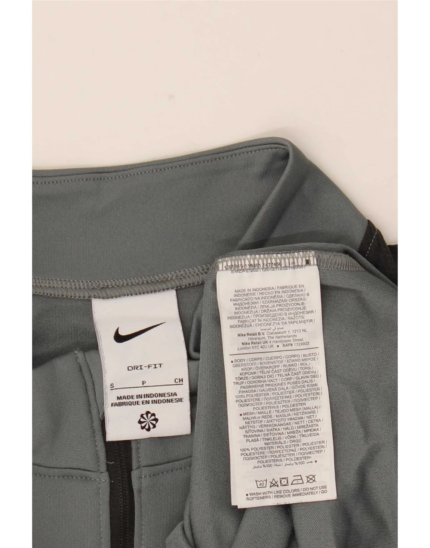 Nike Mens Dri Fit Zip Neck Pullover Tracksuit Top Small Grey Colourblock - Image 3
