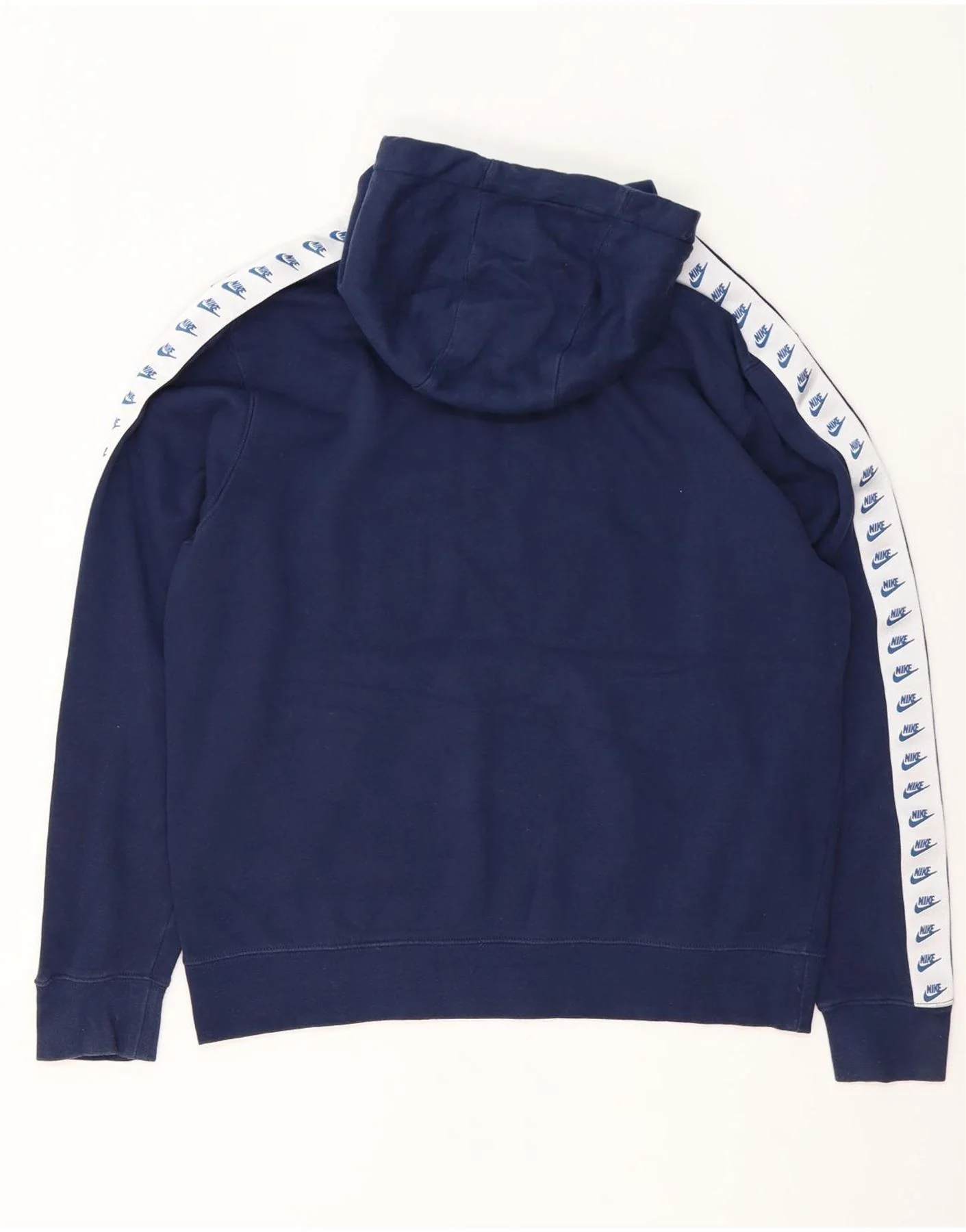 Nike Mens Graphic Hoodie Jumper Large Navy Blue Colourblock Cotton - Image 2