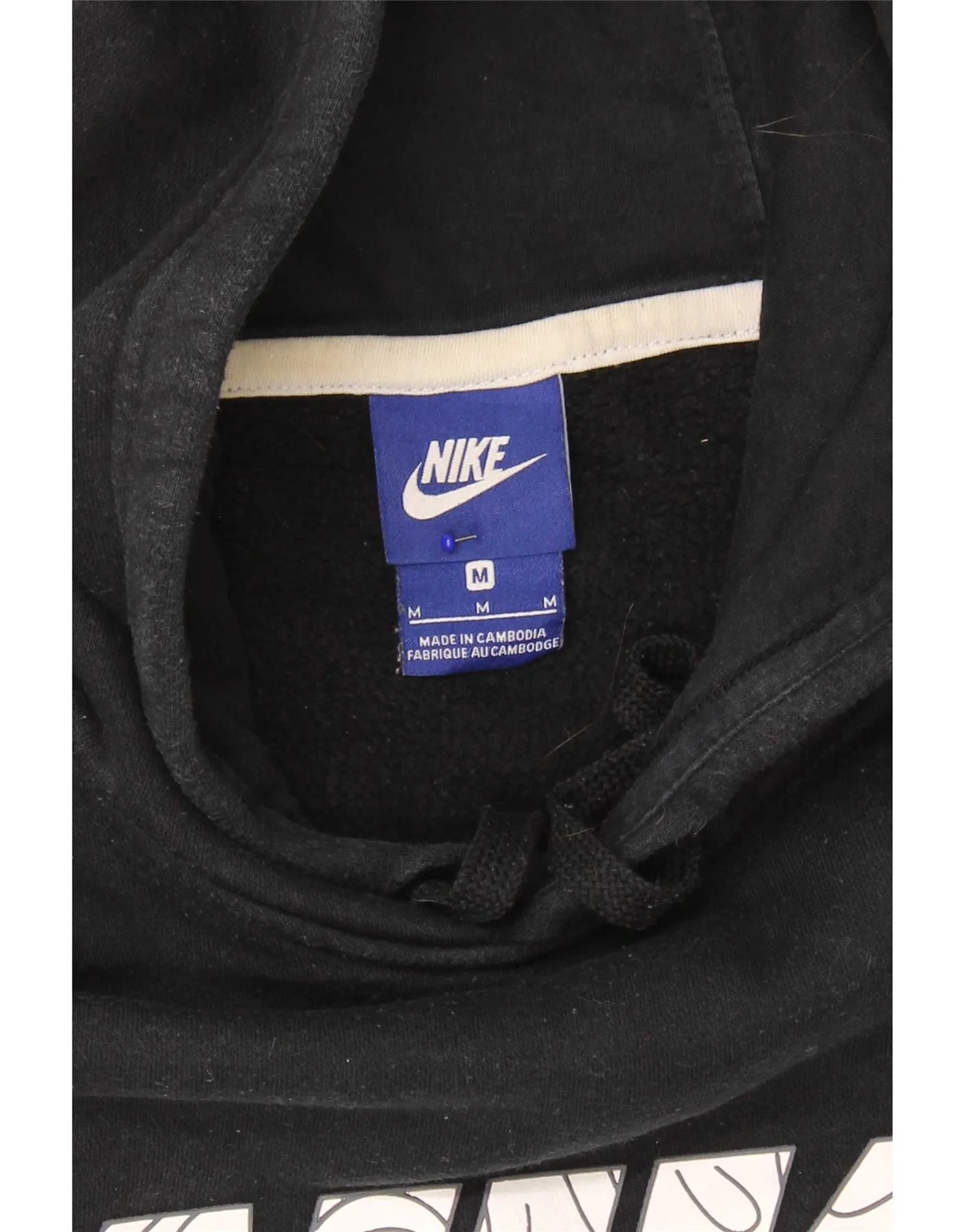 Nike Mens Graphic Hoodie Jumper Medium Black Cotton - Image 4