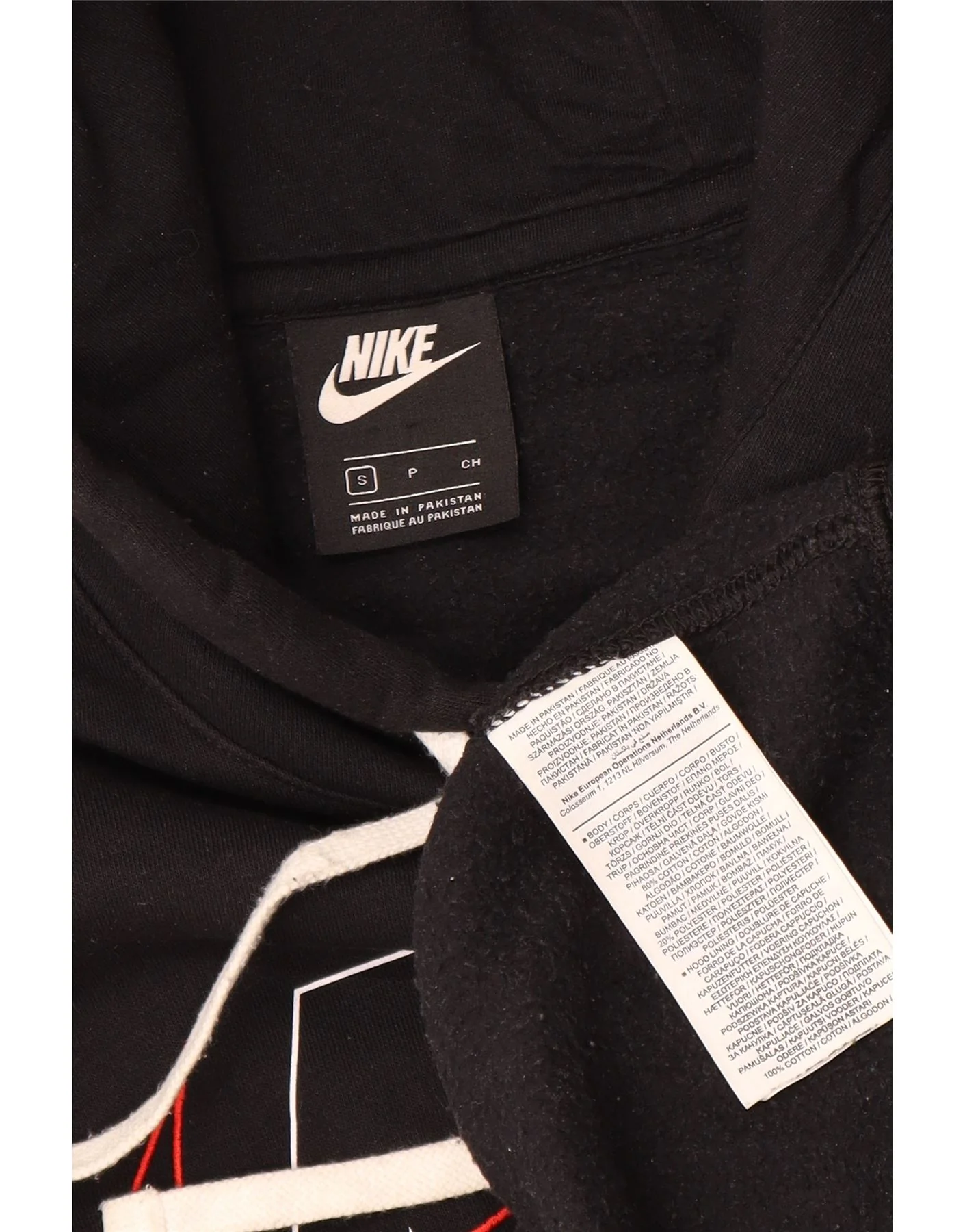 Nike Mens Graphic Hoodie Jumper Small Black Cotton - Image 3