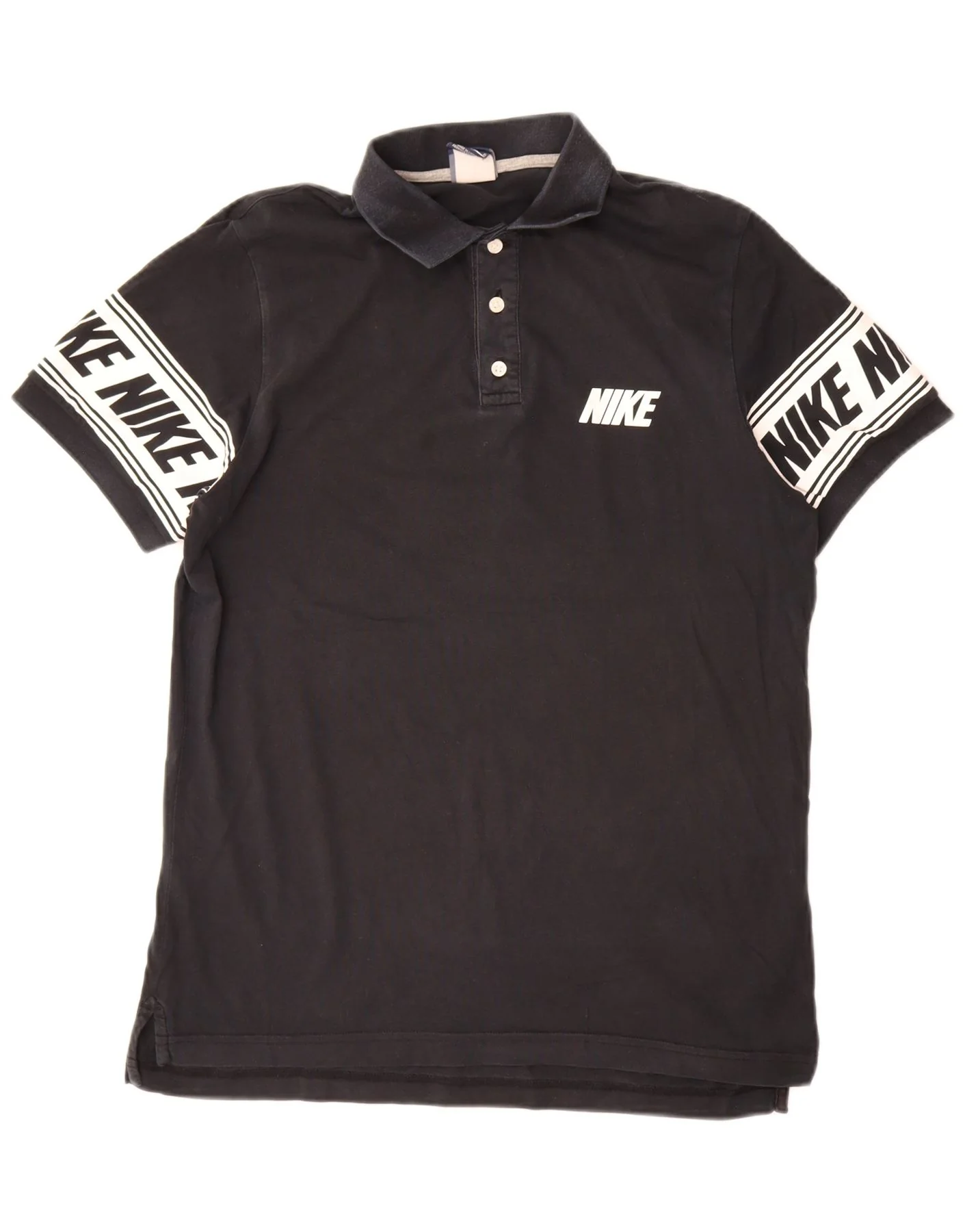 Nike Mens Graphic Polo Shirt Large Black Colourblock Cotton