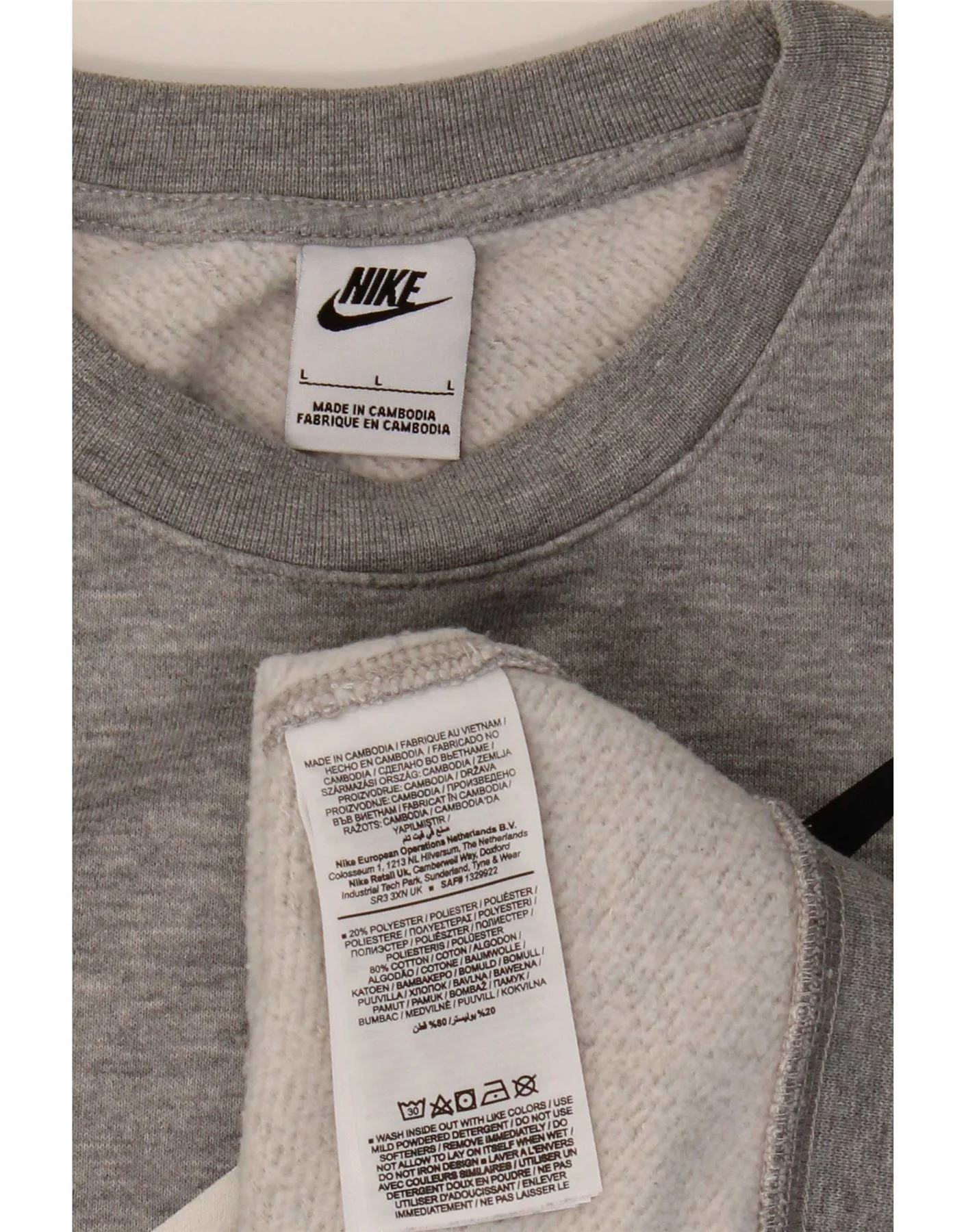 Nike Mens Graphic Sweatshirt Jumper Large Grey Cotton - Image 3