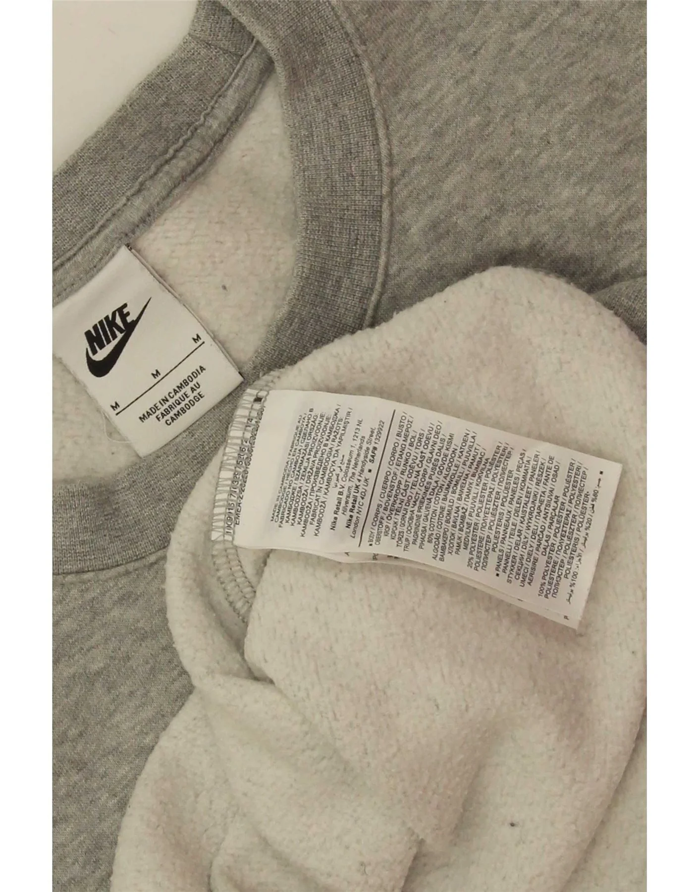 Nike Mens Graphic Sweatshirt Jumper Medium Grey Colourblock Cotton - Image 3