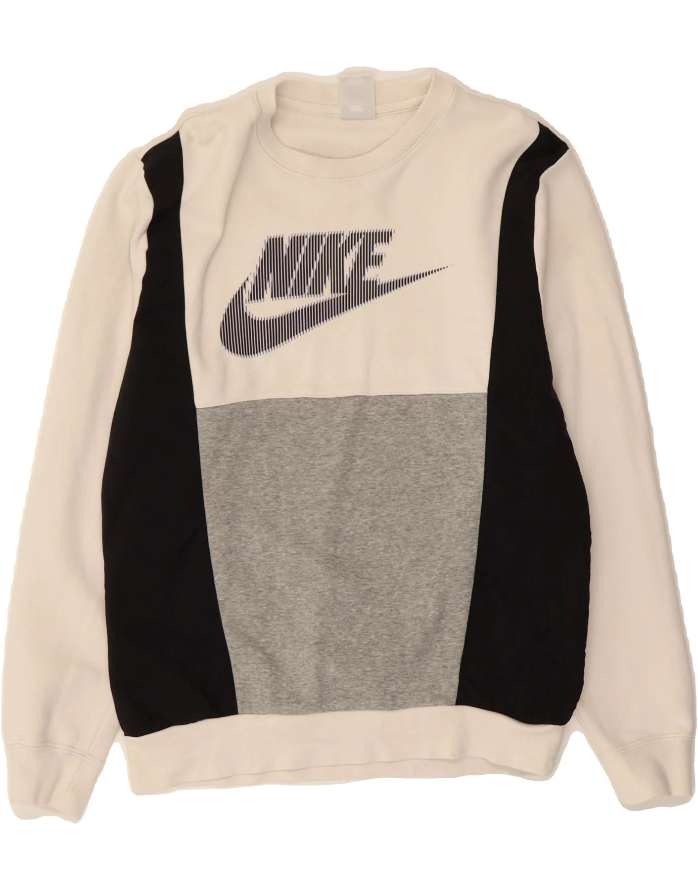 NIKE Mens Graphic Sweatshirt Jumper Small White Colourblock Cotton