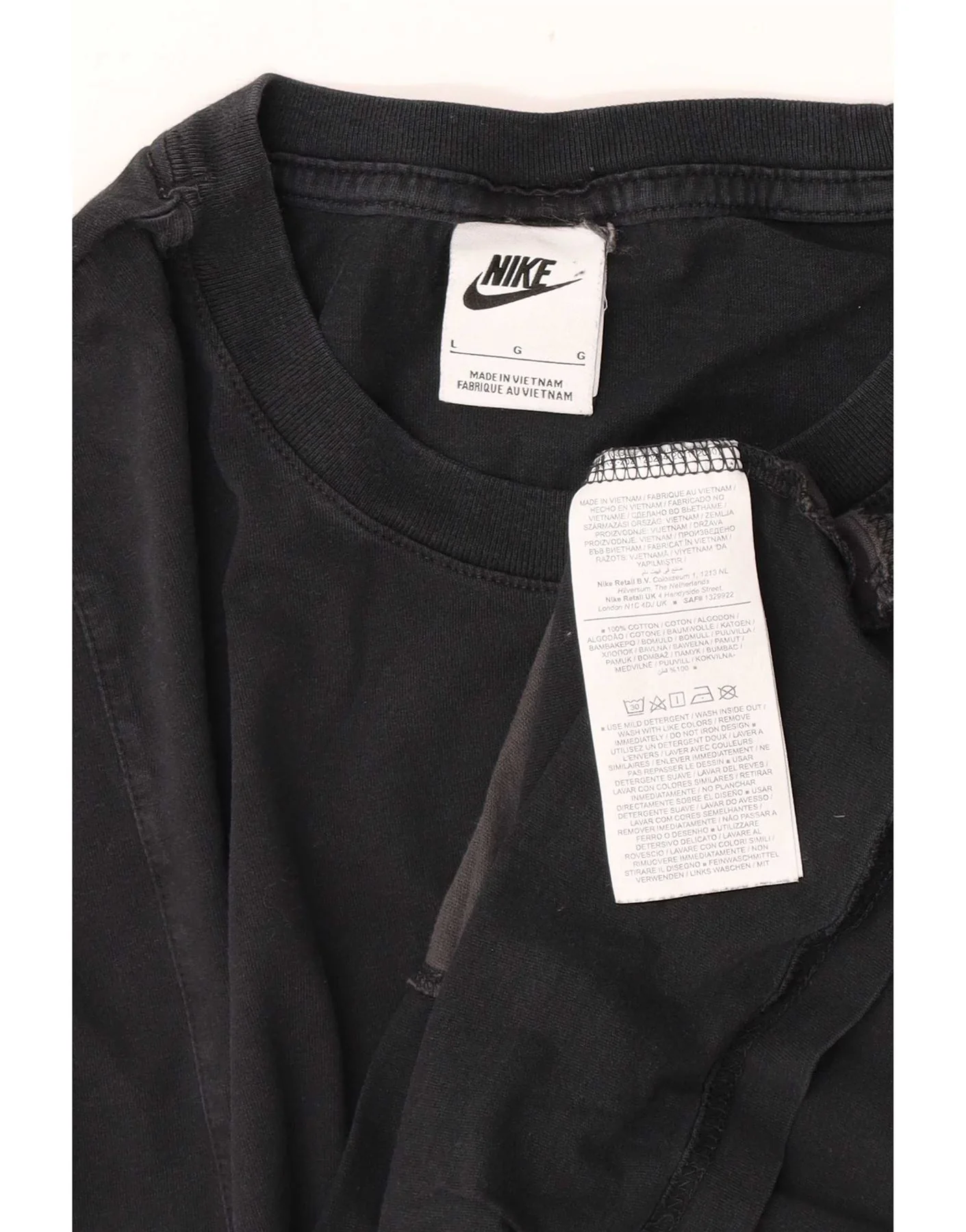 Nike Mens Graphic T-Shirt Top Large Black Colourblock Cotton - Image 3