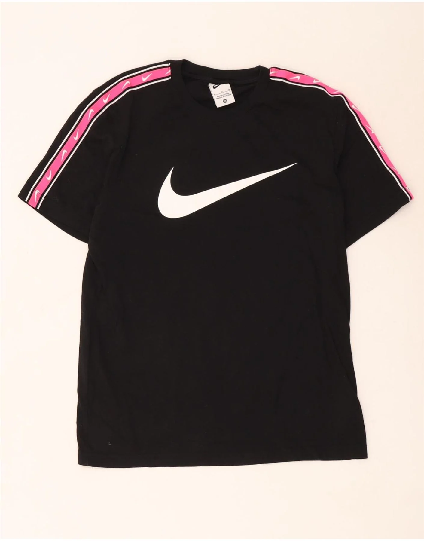 Nike Mens Graphic T-Shirt Top Medium Black Colourblock Cotton