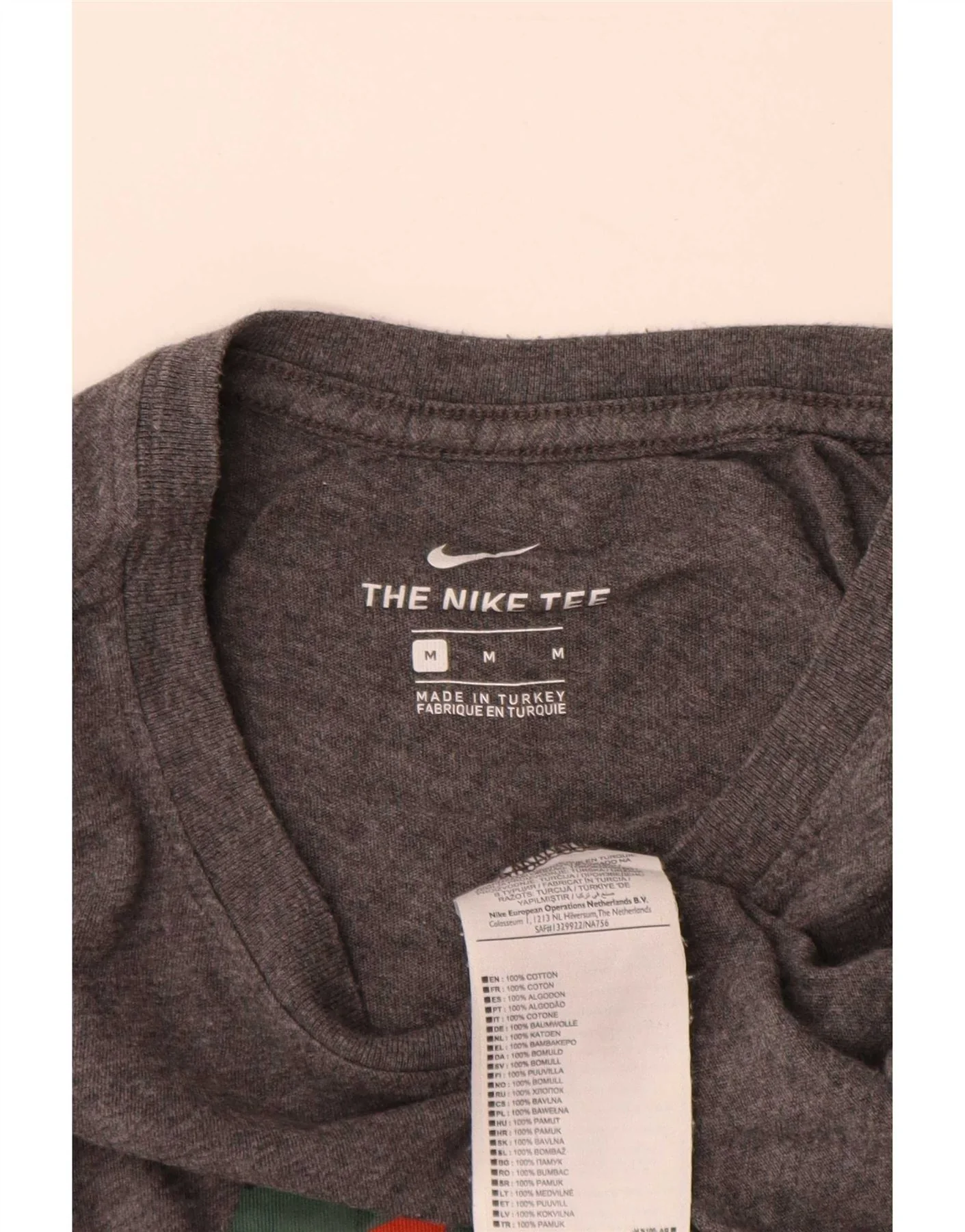 Nike Mens Graphic T-Shirt Top Medium Grey Cotton - Image 3