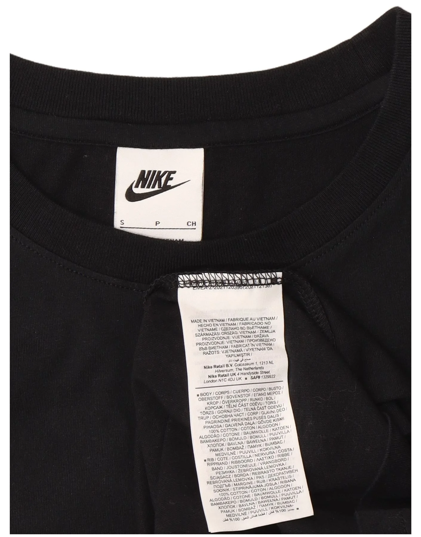 Nike Mens Graphic T-Shirt Top Small Black Cotton - Image 3