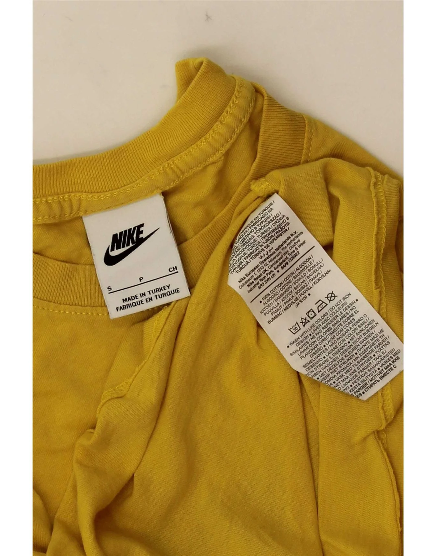 Nike Mens Graphic T-Shirt Top Small Yellow Cotton - Image 3