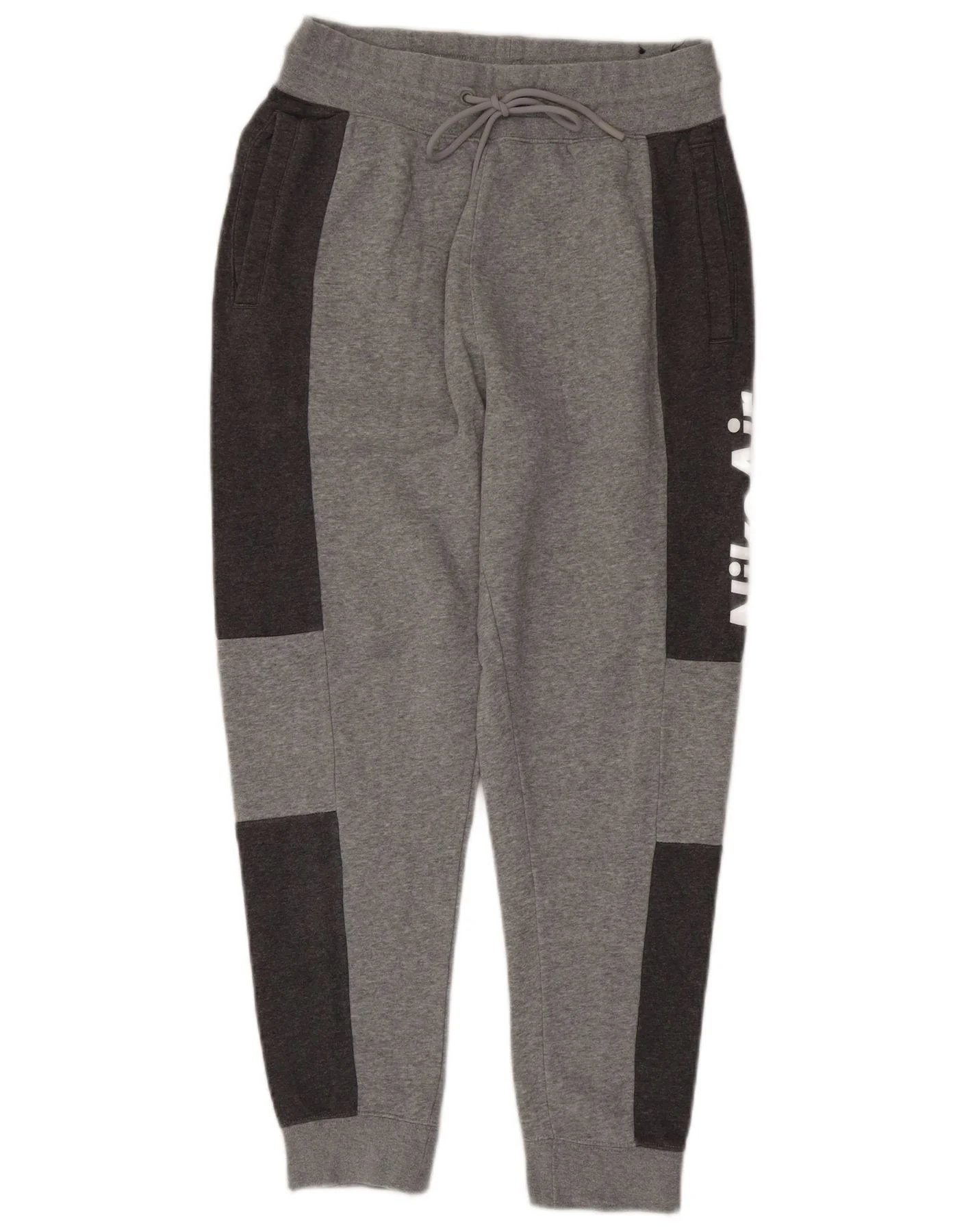 Nike Mens Graphic Tracksuit Trousers Joggers Small Grey Colourblock Cotton