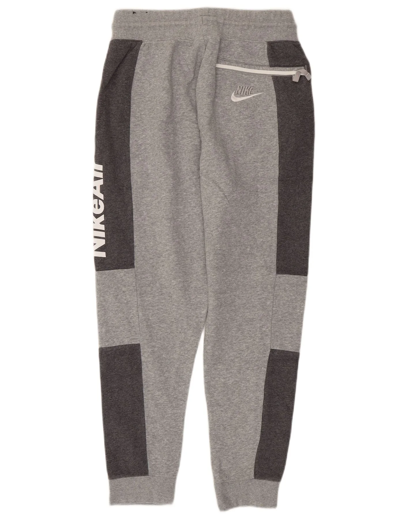 Nike Mens Graphic Tracksuit Trousers Joggers Small Grey Colourblock Cotton - Image 2