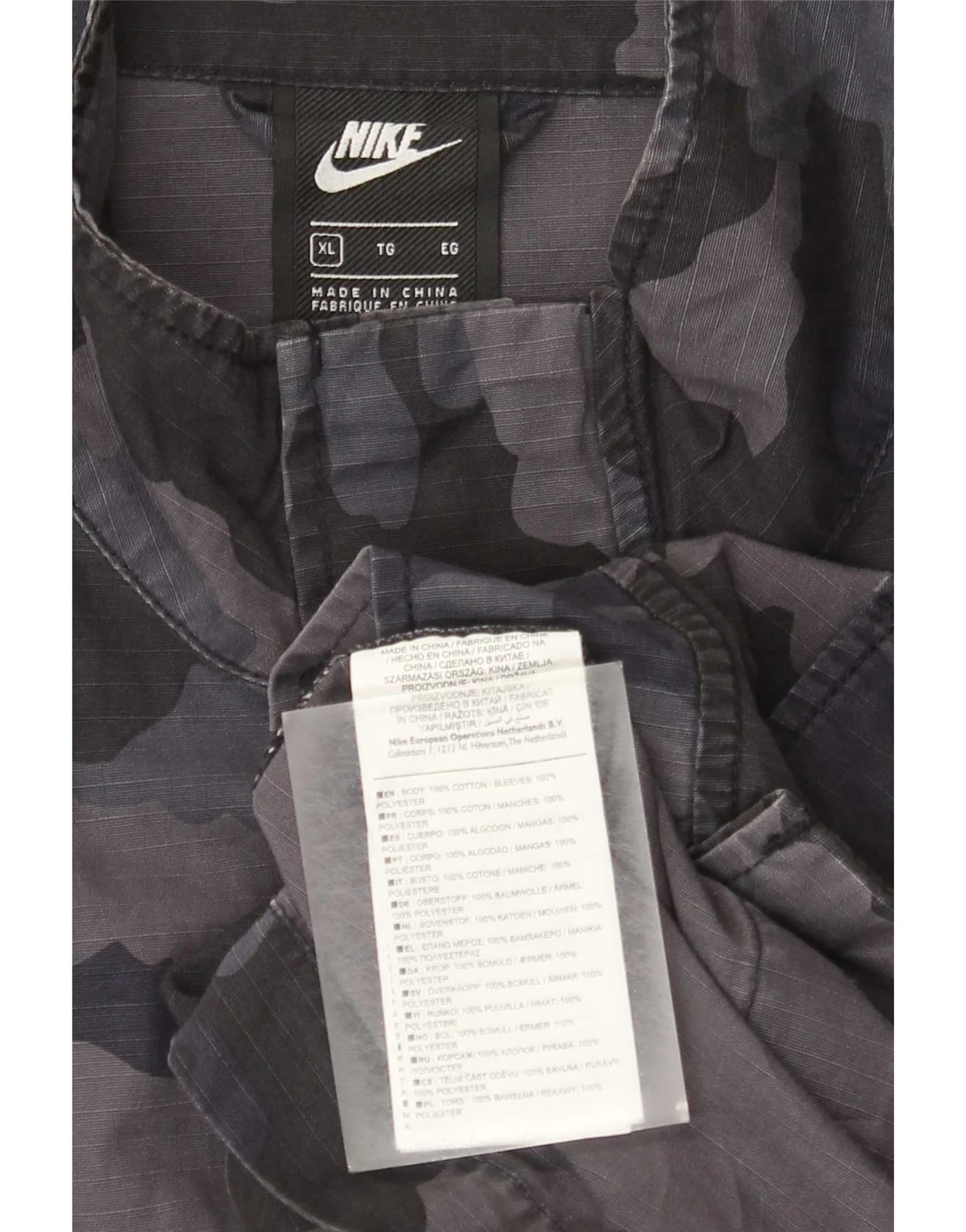 Nike Mens Graphic Utility Jacket UK 42 XL Navy Blue Camouflage Cotton - Image 4
