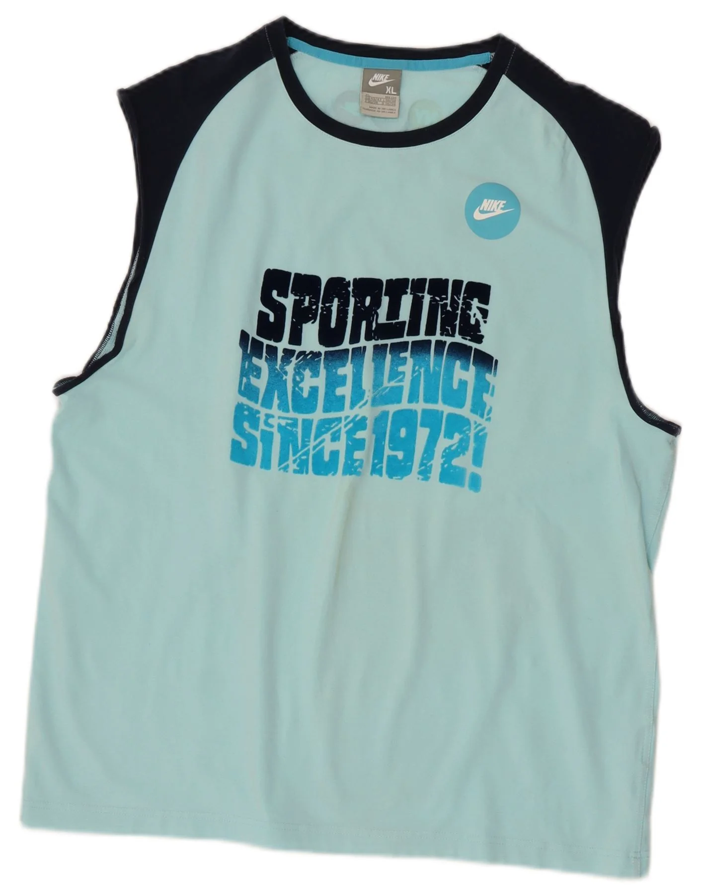Nike Mens Graphic Vest Top UK 45/47 XL Blue Colourblock Cotton