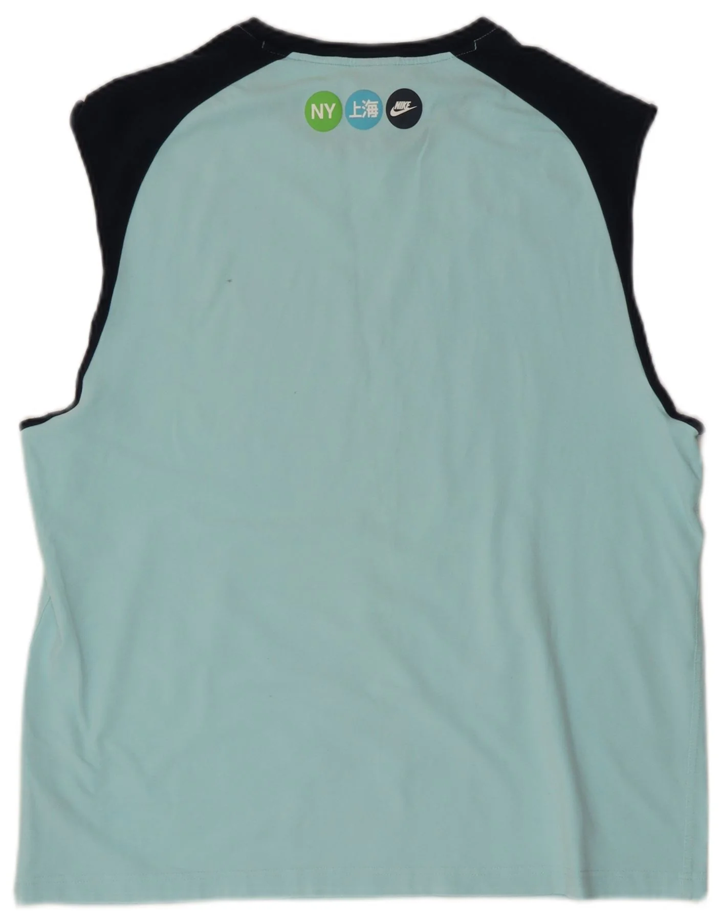Nike Mens Graphic Vest Top UK 45/47 XL Blue Colourblock Cotton - Image 2