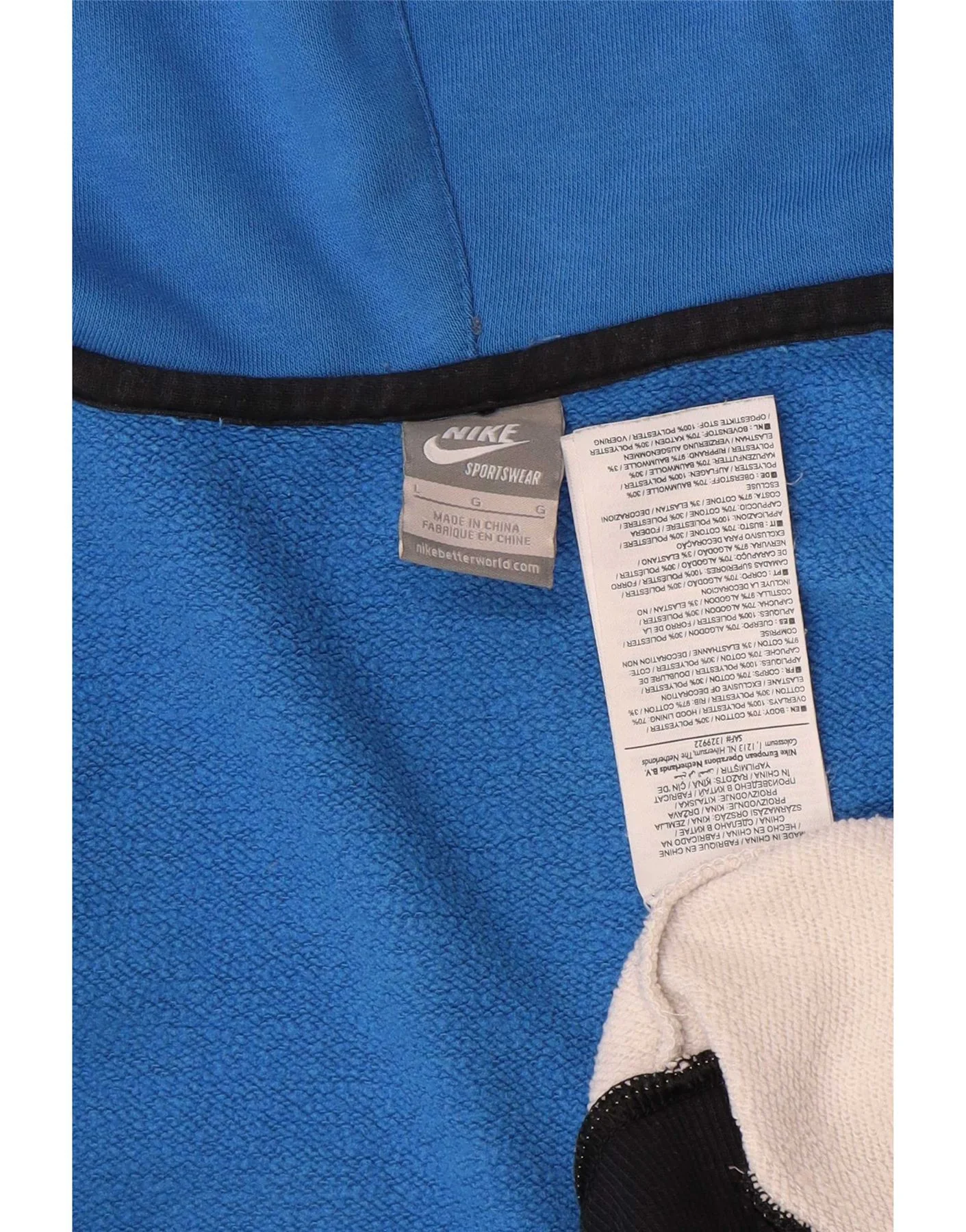 Nike Mens Graphic Zip Hoodie Sweater Large Multicoloured Colourblock Cotton - Image 4