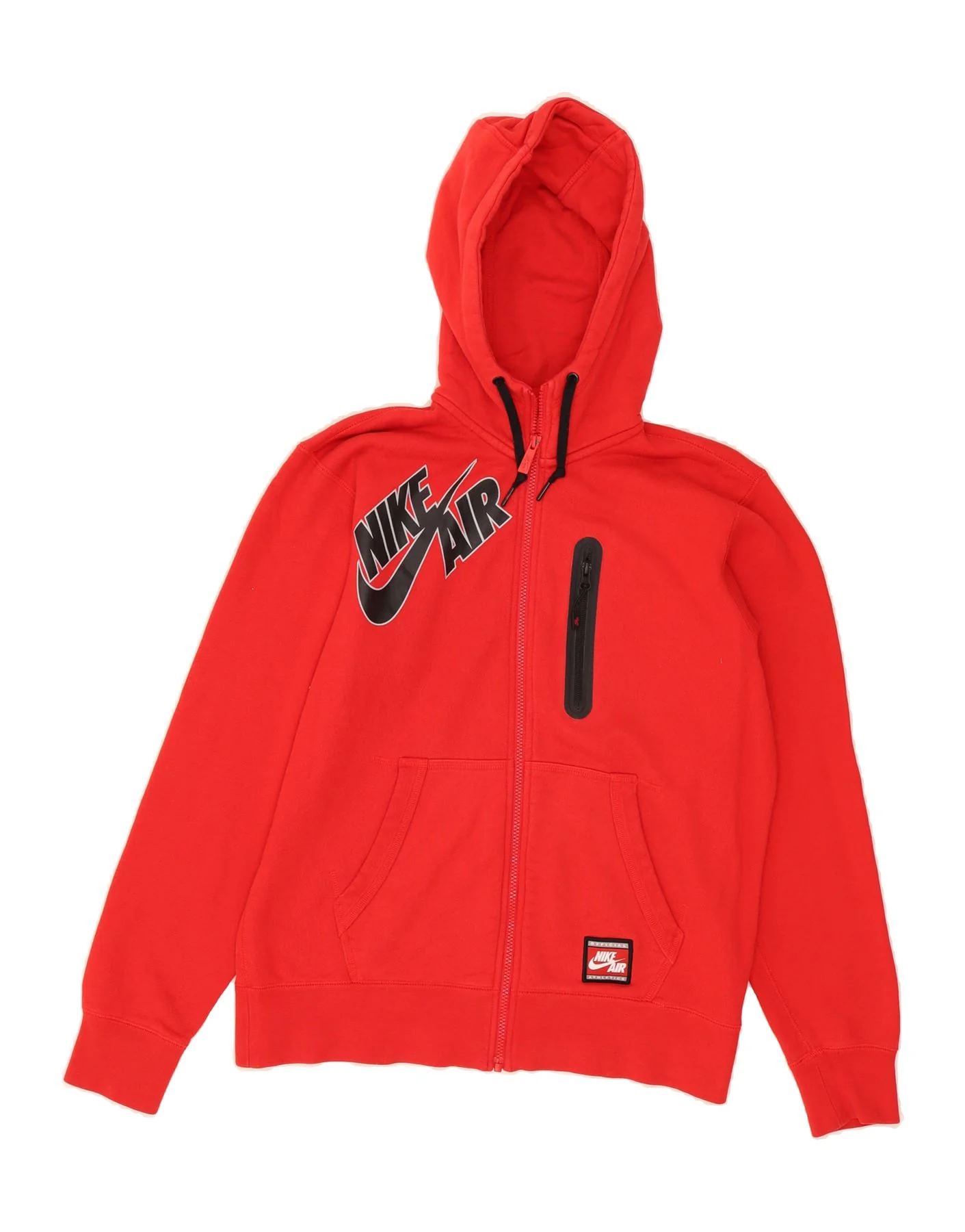 NIKE Mens Graphic Zip Hoodie Sweater Medium Red Cotton