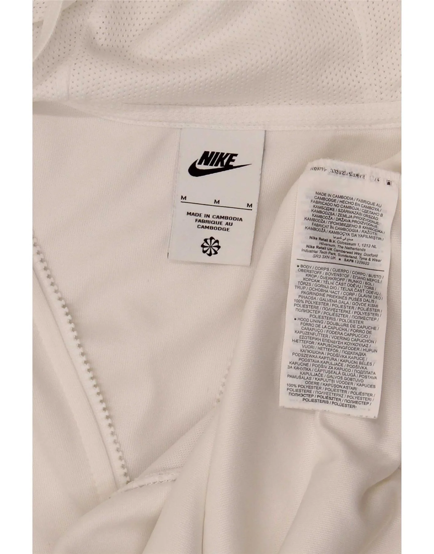 Nike Mens Graphic Zip Hoodie Sweater Medium White Colourblock Polyester - Image 7