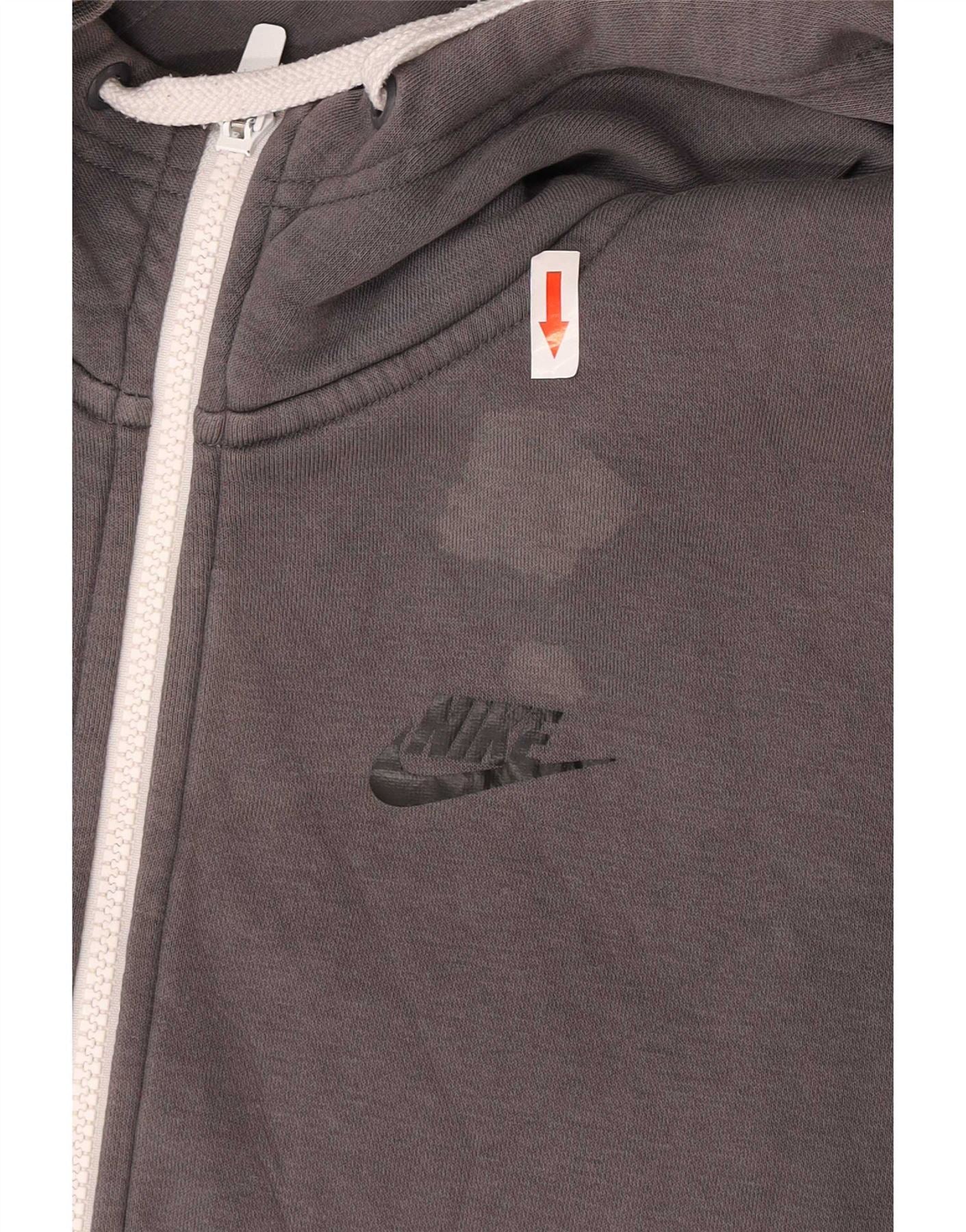 Nike Mens Graphic Zip Hoodie Sweater Small Grey Colourblock Cotton - Image 4