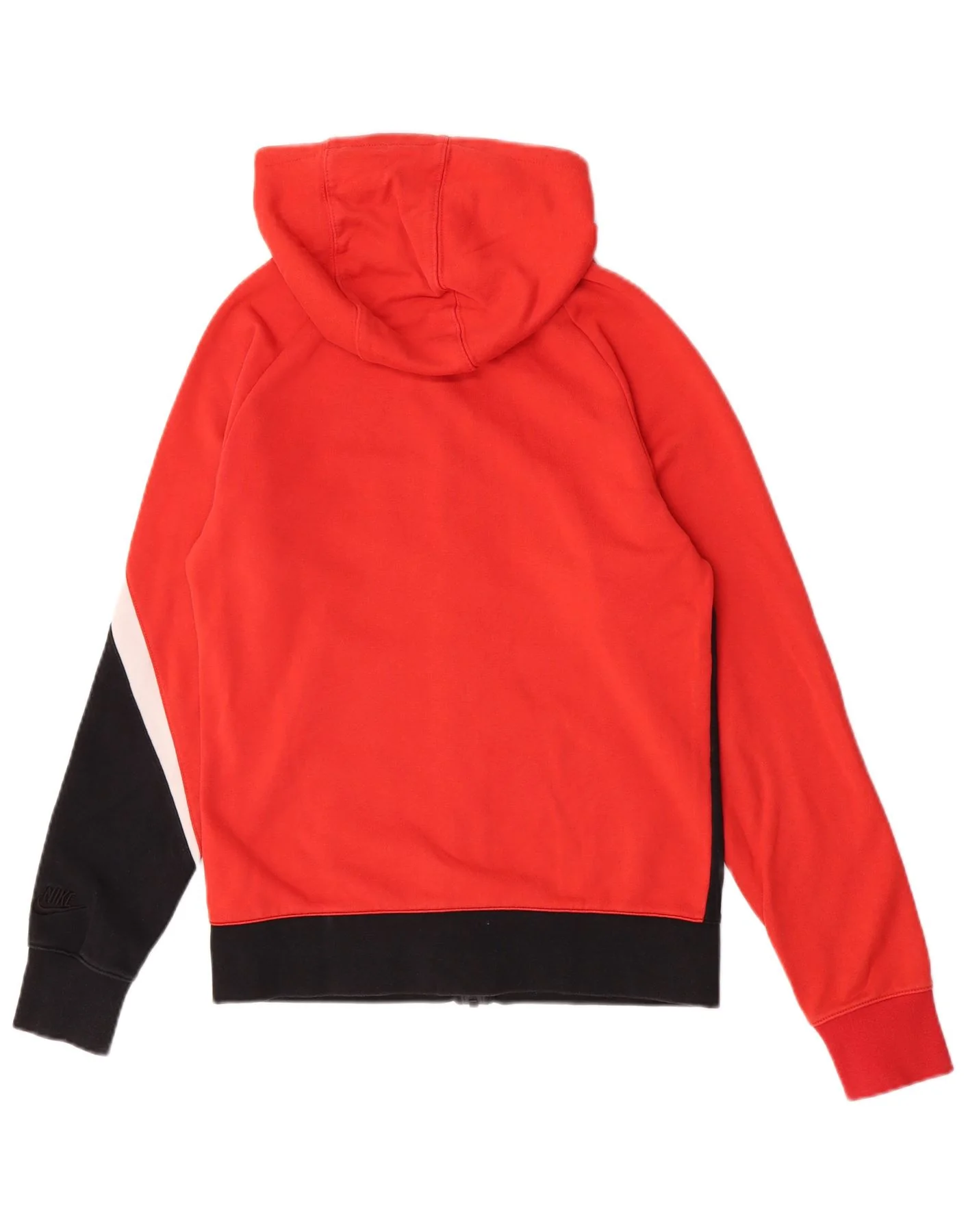 Nike Mens Graphic Zip Hoodie Sweater Small Red Colourblock Cotton - Image 2