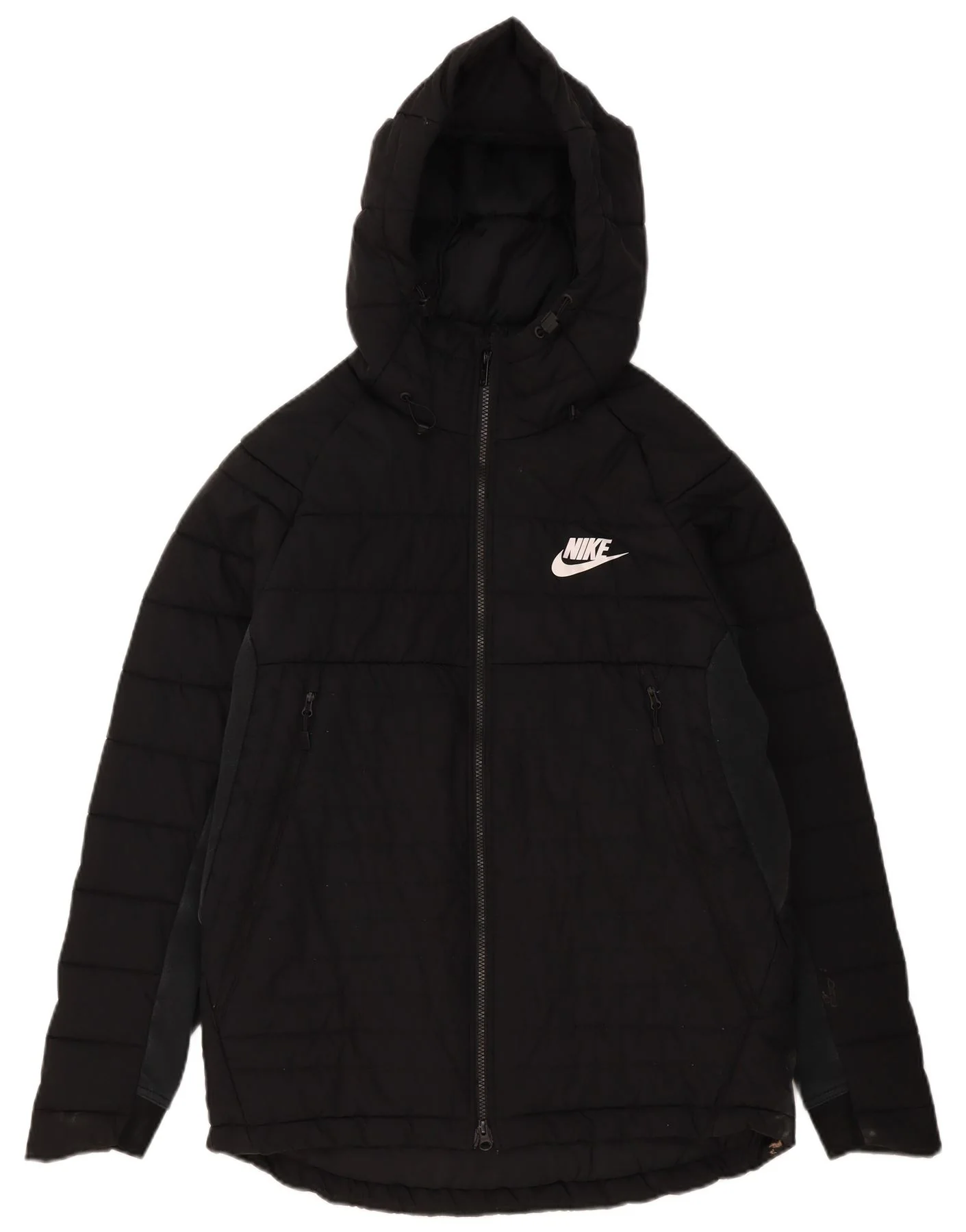 Nike Mens Hooded Padded Jacket UK 40 Large Black Polyester
