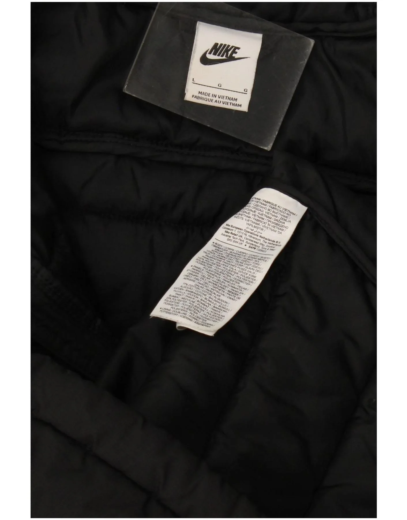 Nike Mens Hooded Padded Jacket UK 40 Large Black Polyester - Image 4