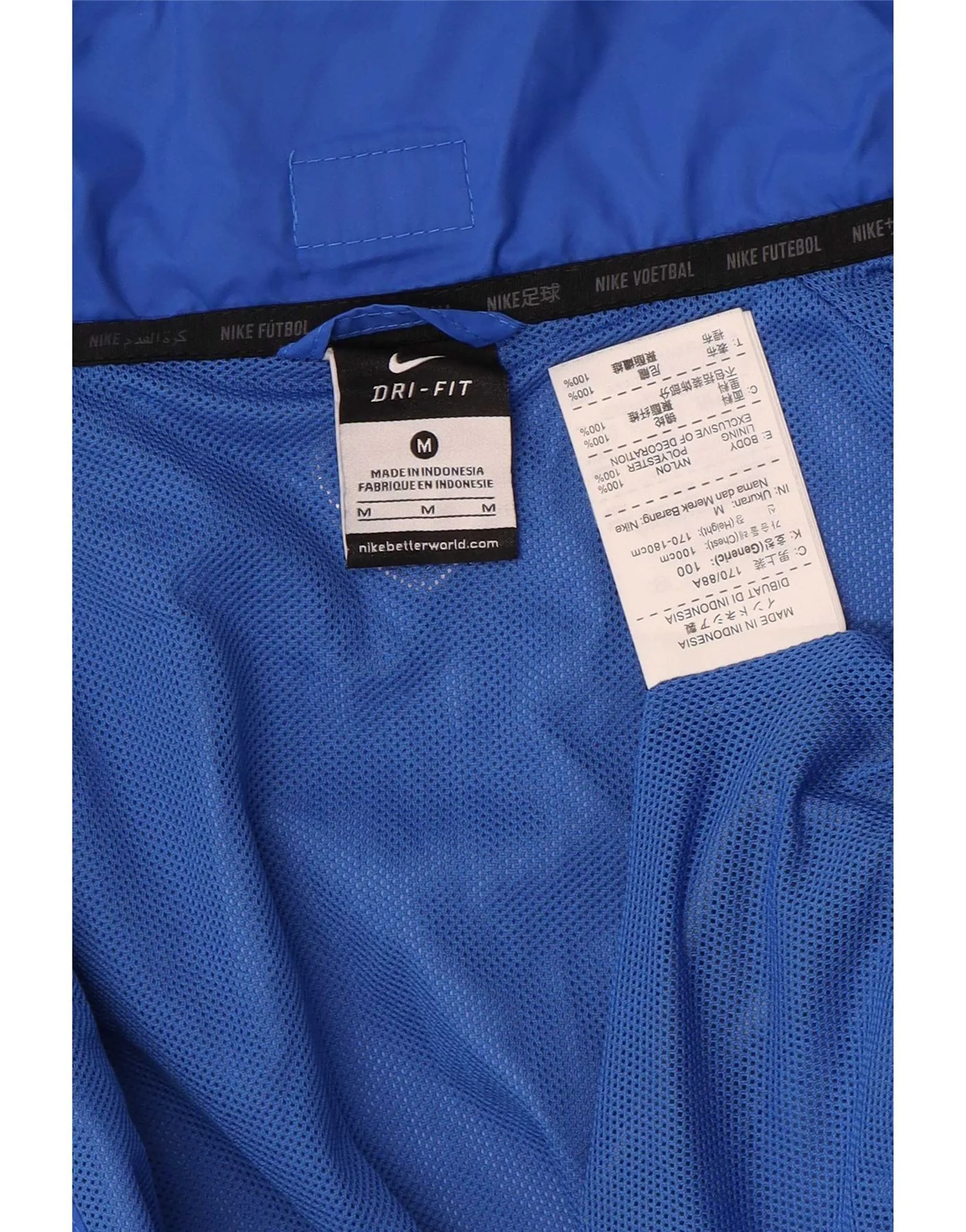 Nike Mens Hooded Rain Jacket UK 38 Medium Blue Colourblock Nylon - Image 3