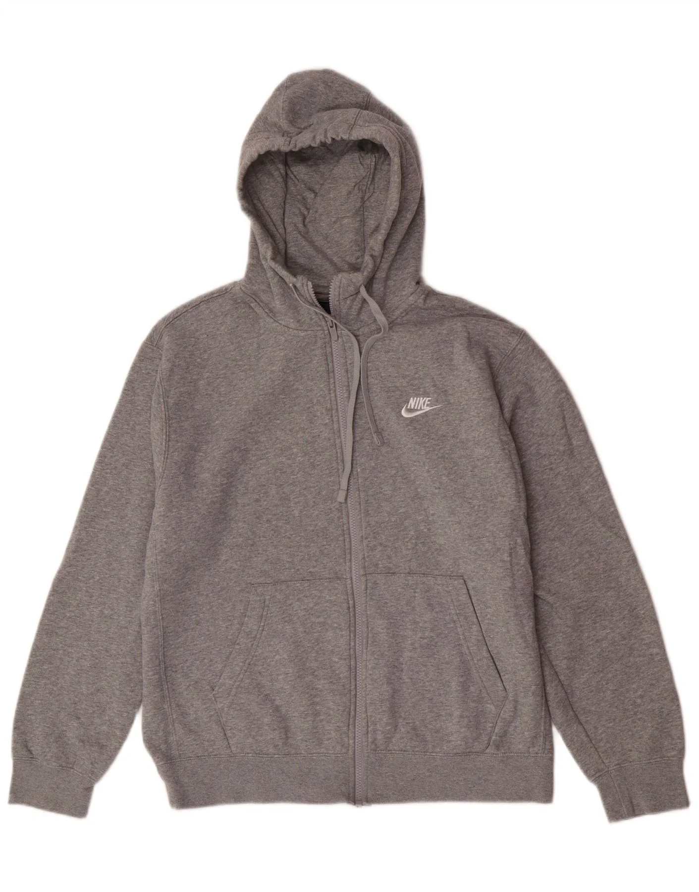 Nike Mens Hooded Zip Hoodie Sweater Medium Grey Cotton Sports