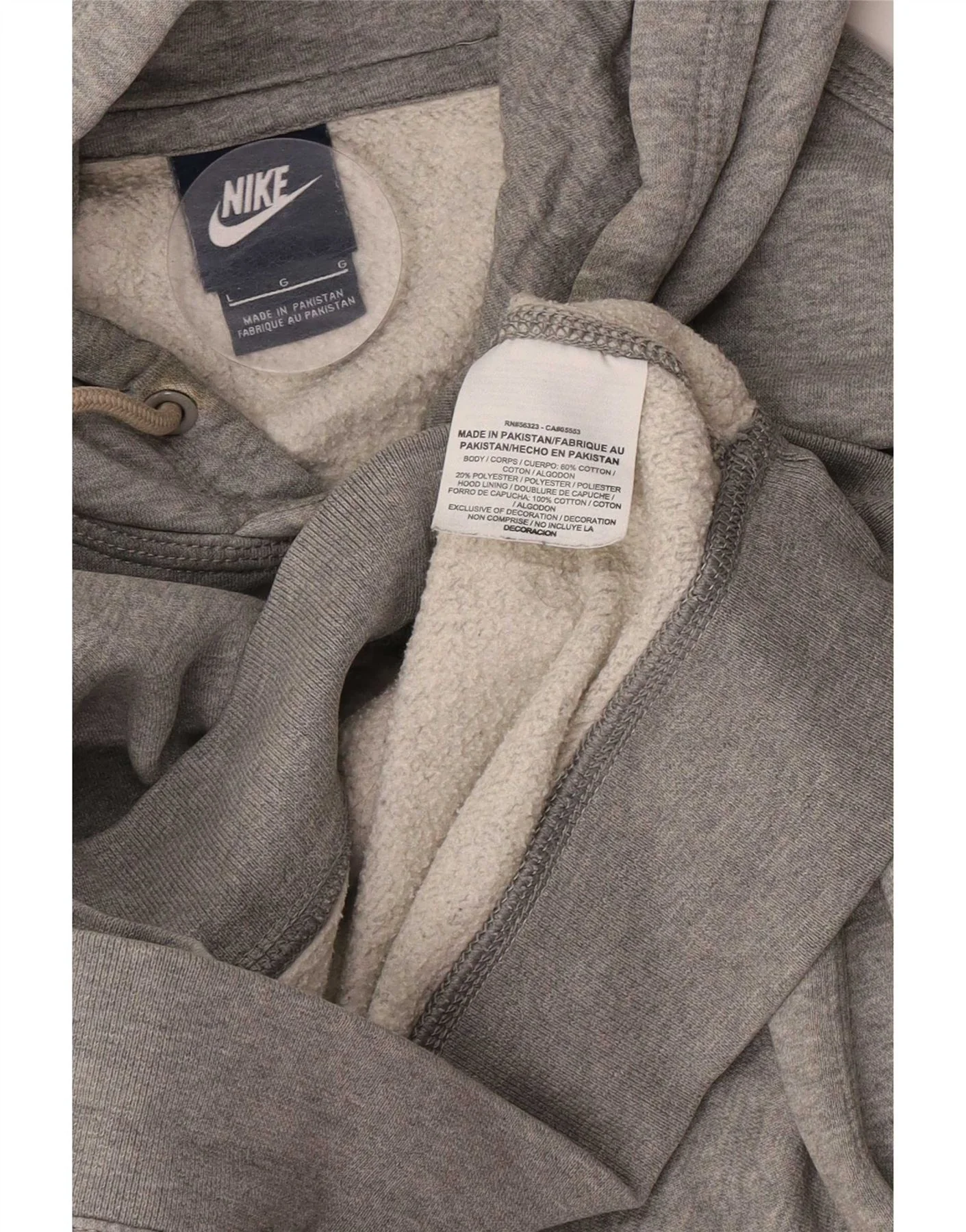 Nike Mens Hoodie Jumper Large Grey Flecked Cotton - Image 4