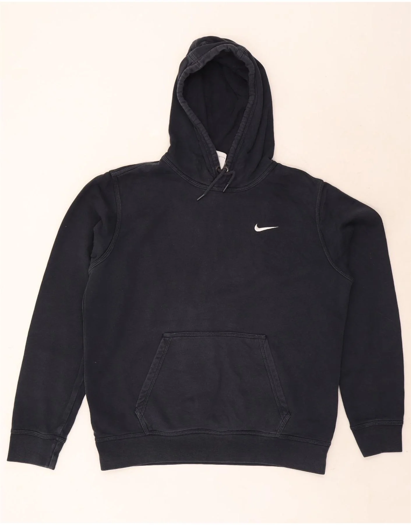 Nike Mens Hoodie Jumper Large Navy Blue Cotton